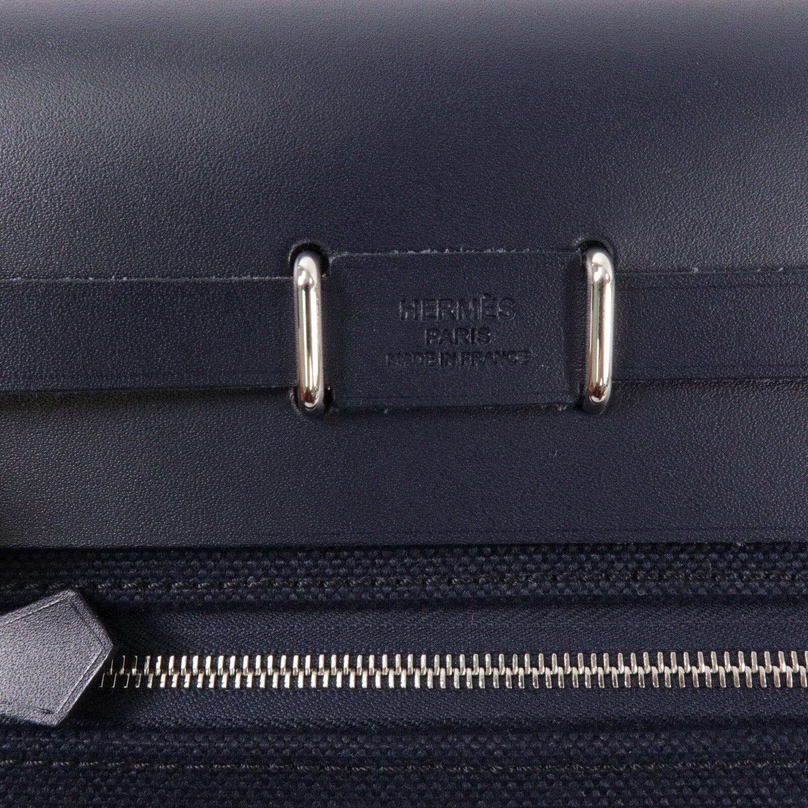 HERMES 帆布Mini Herbag肩背袋Bleu Indigo