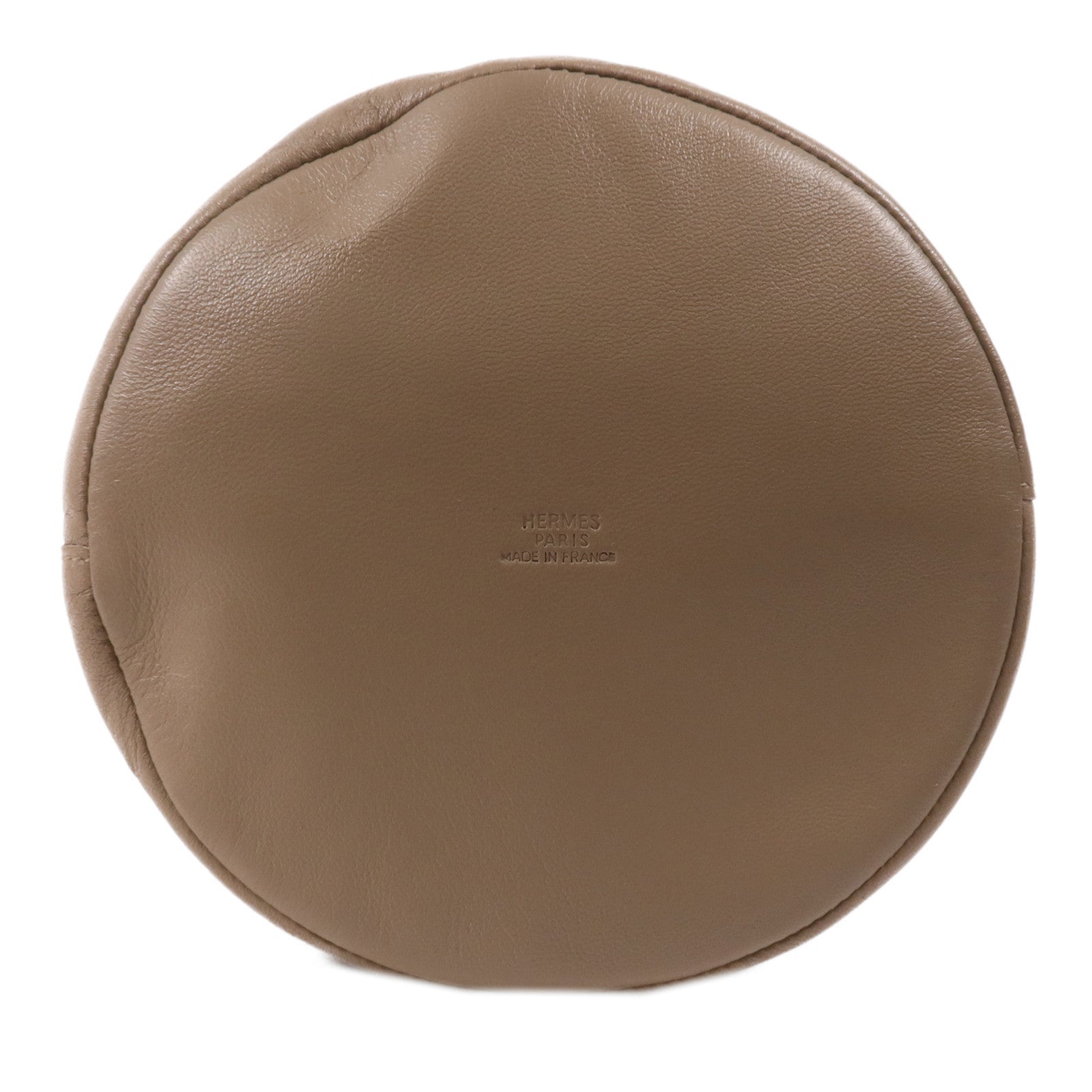 HERMES Milo皮革Bucket Bag銀扣手拿包Etoupe