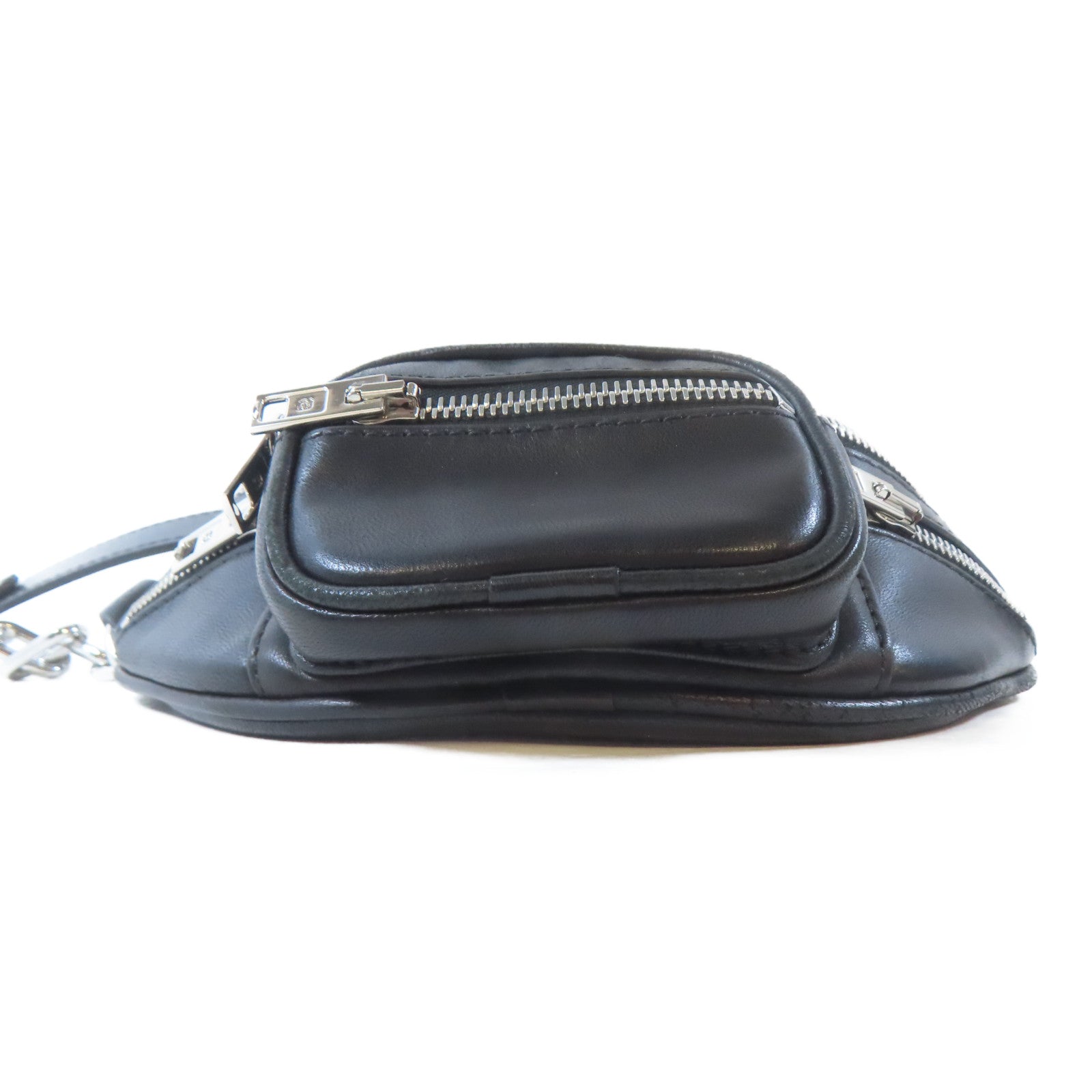 alexanderwang 羊皮皮革Waist Bag銀扣腰包黑色