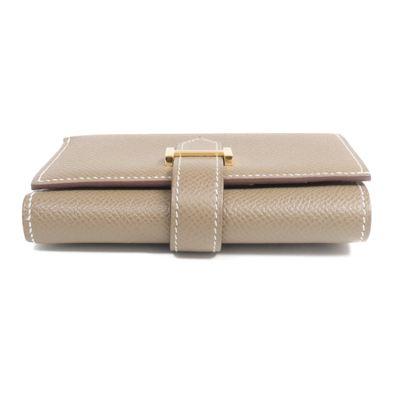 HERMES Epsom皮革Bearn Compact Wallet金扣錢包Etoupe