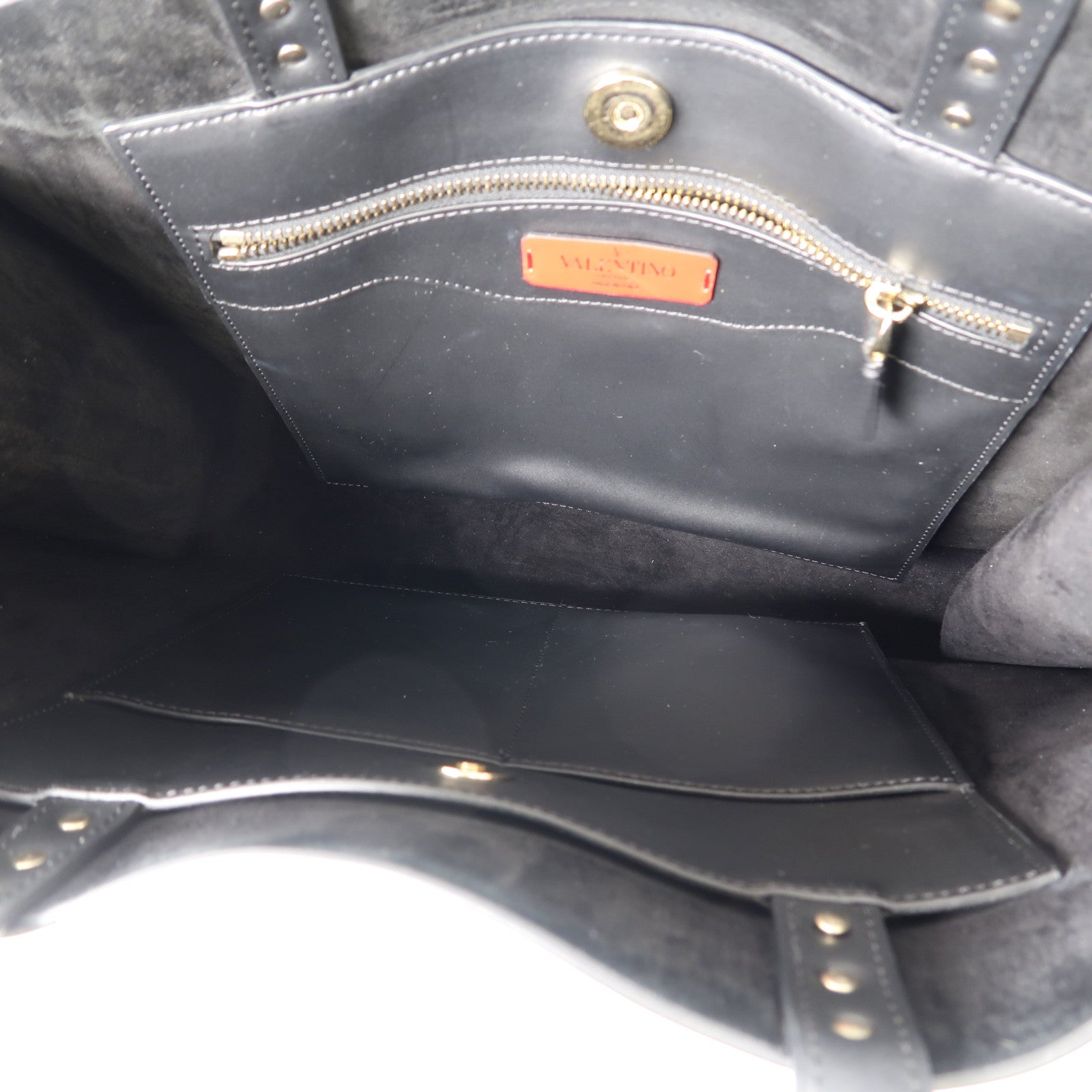 Valentino 牛皮皮革2 Way Shoulder金扣手挽肩背兩用袋黑色