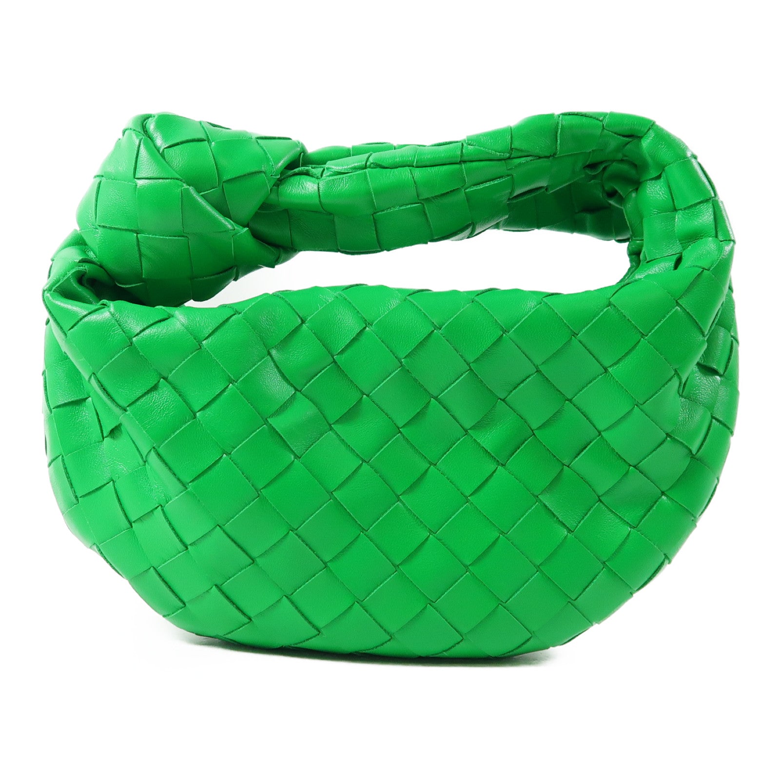 BOTTEGA VENETA 皮革Mini Jodie金扣手挽袋綠色