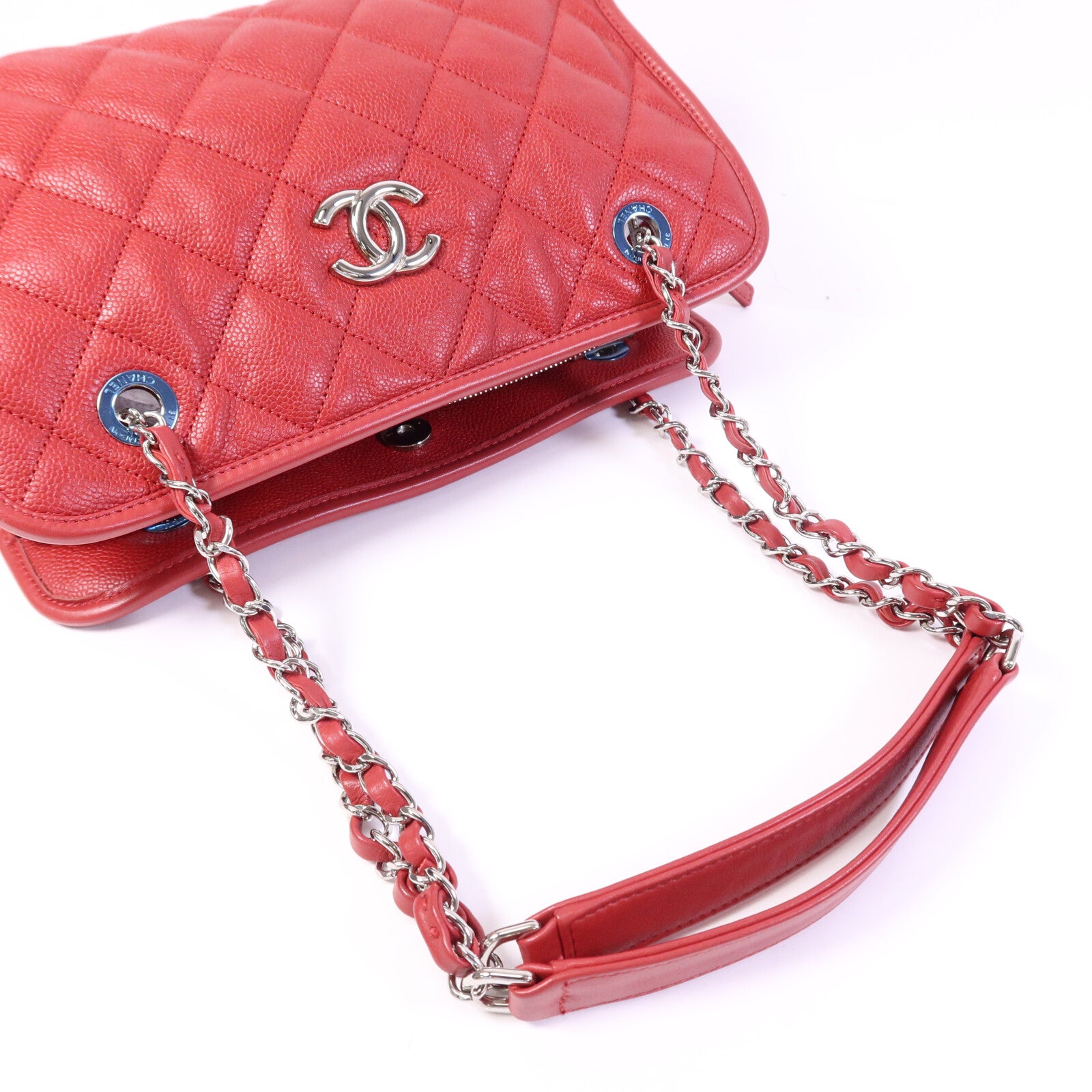 CHANEL 牛皮皮革Petit Timeless銀扣鏈帶肩背袋