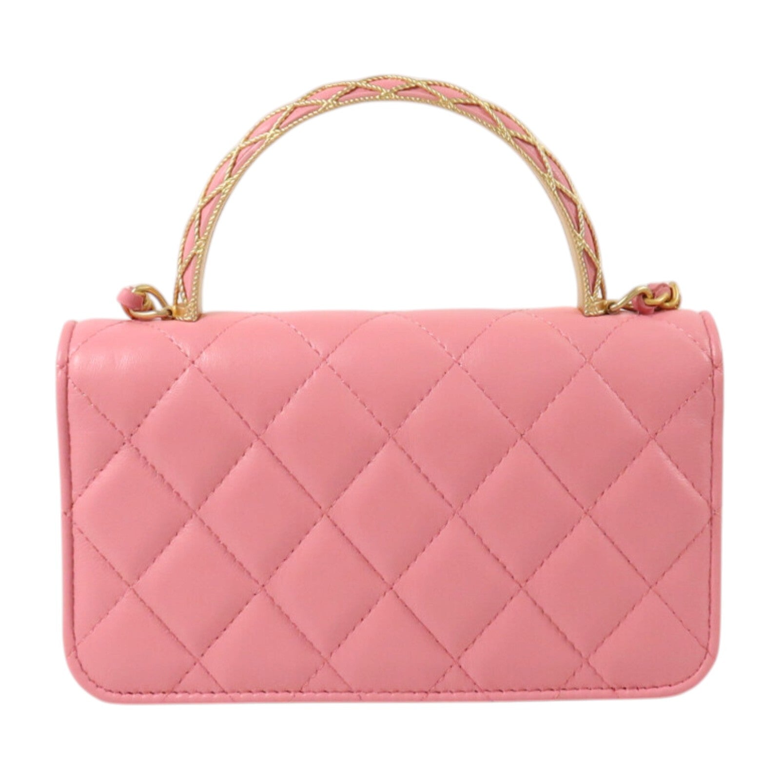 CHANEL 羊皮皮革Mini Top Handle金扣手挽肩背兩用袋