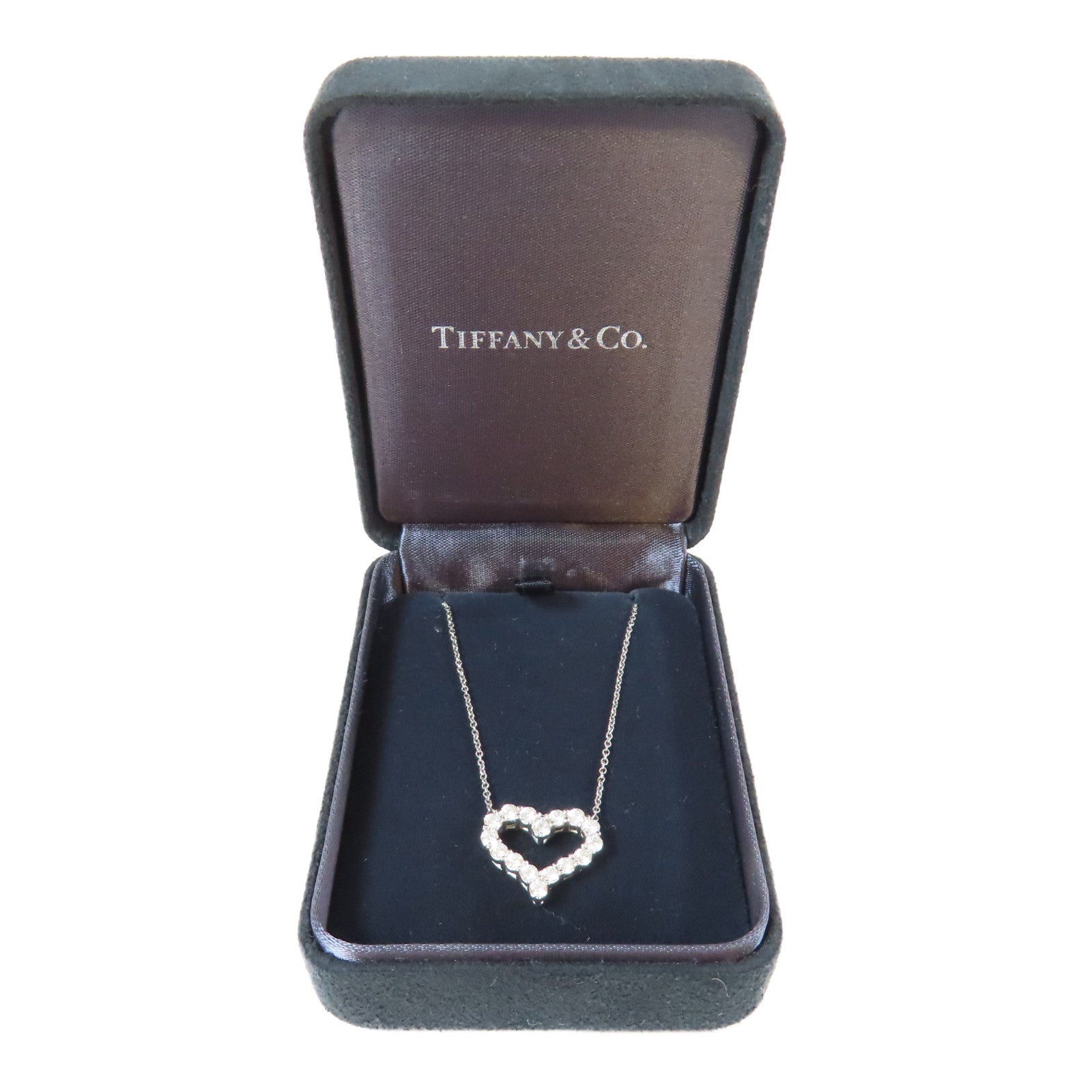 TIFFANY＆CO PT950鉑金Diamond Heart Pandent鑽石項鍊銀色/透明