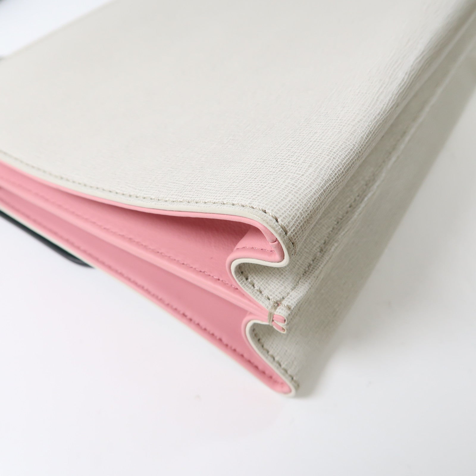 FENDI SHW 2 Way Bag 8BT-222-Z25 149-2384 Calfskin Leather Gray/Pink/Deep Green