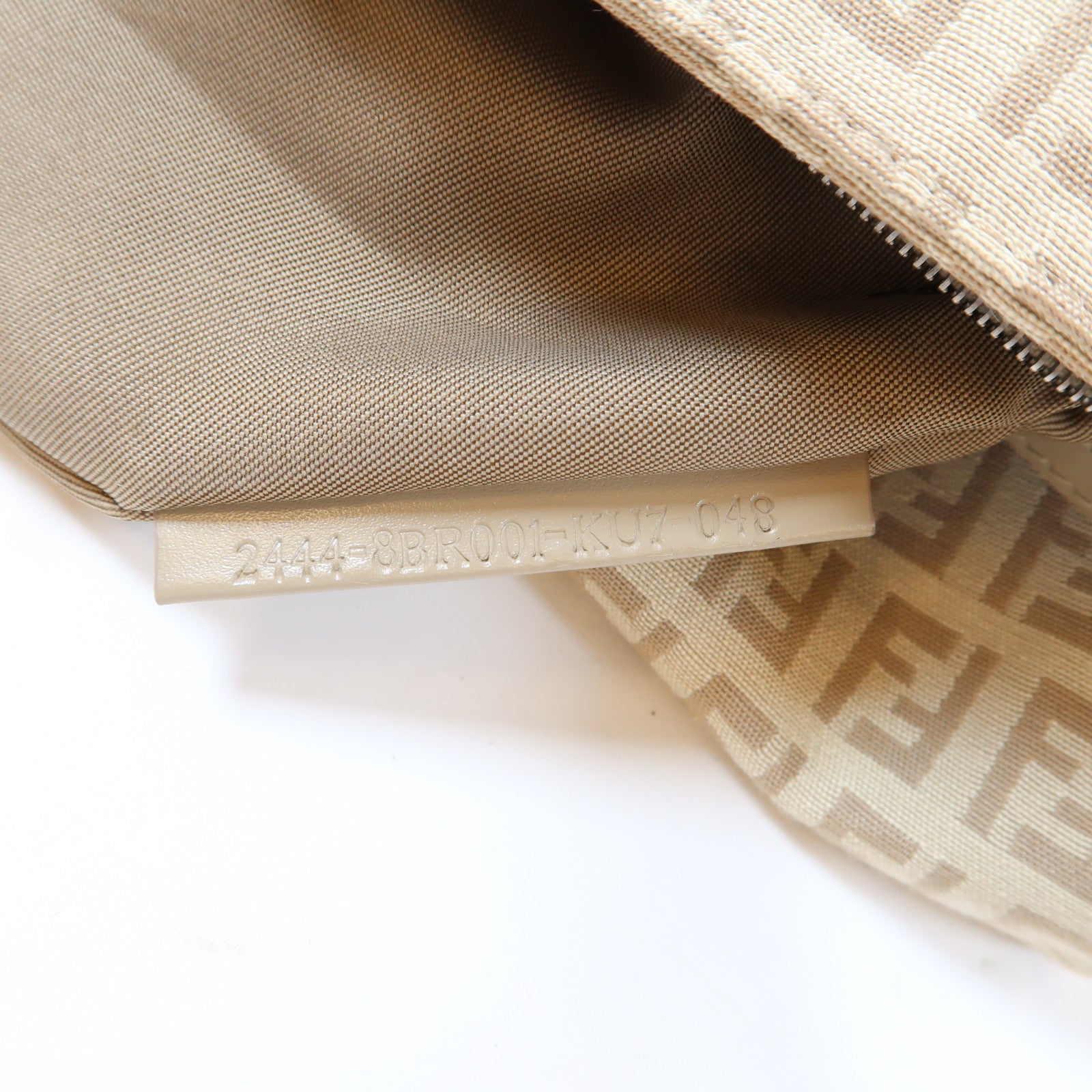FENDI 帆布Zucchino Mamma Baguette銀扣手挽袋米色