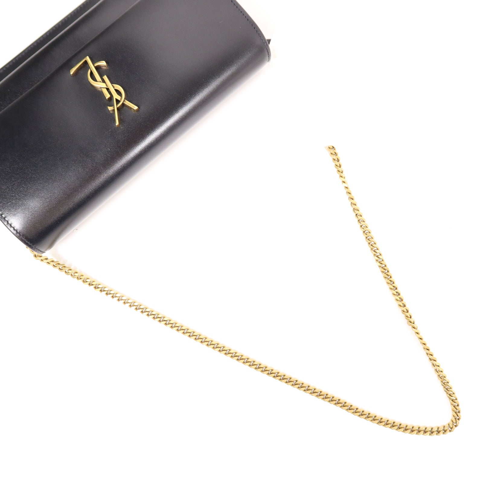 SAINT LAURENT 羊皮皮革Sunset Clutch In Box金扣鏈帶肩背袋