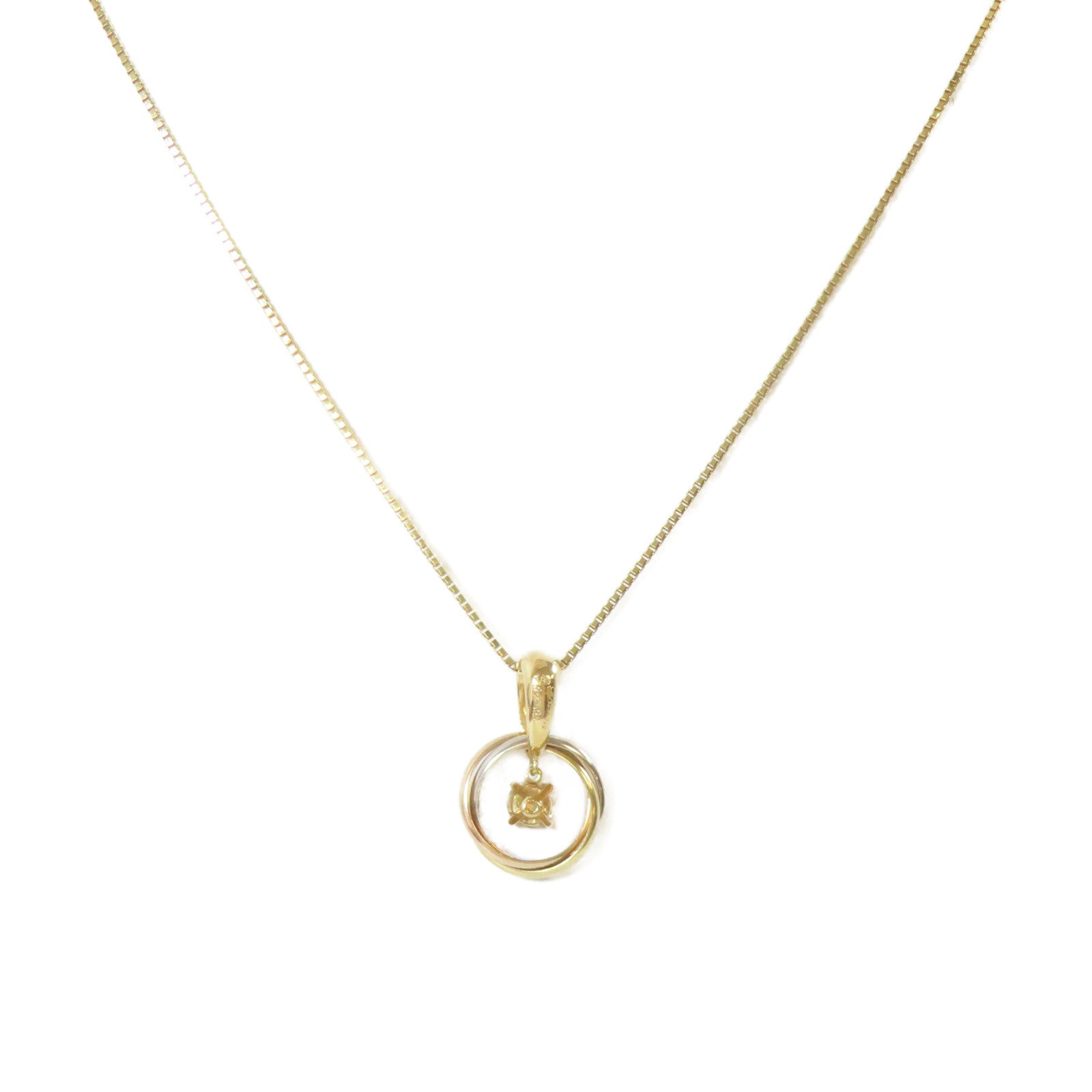CARTIER 18K黃金/18K白金/18K玫瑰金Trinity Diamond Necklace項鍊#42cm
