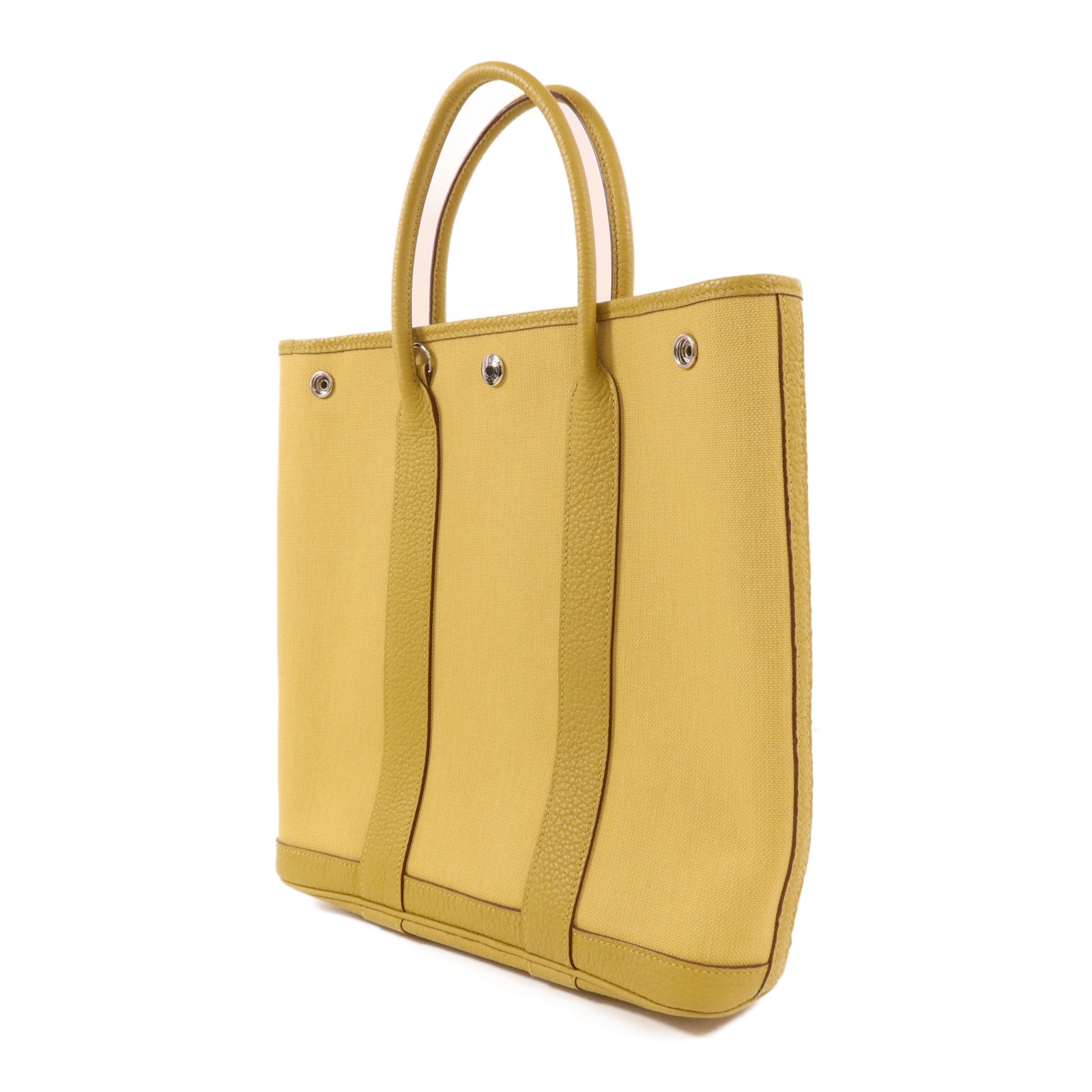 HERMES 帆布Garden File PM銀扣手挽肩背兩用袋