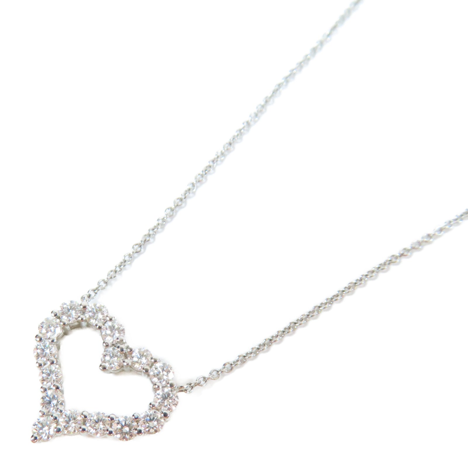 TIFFANY＆CO PT950鉑金Diamond Heart Pandent鑽石項鍊銀色/透明
