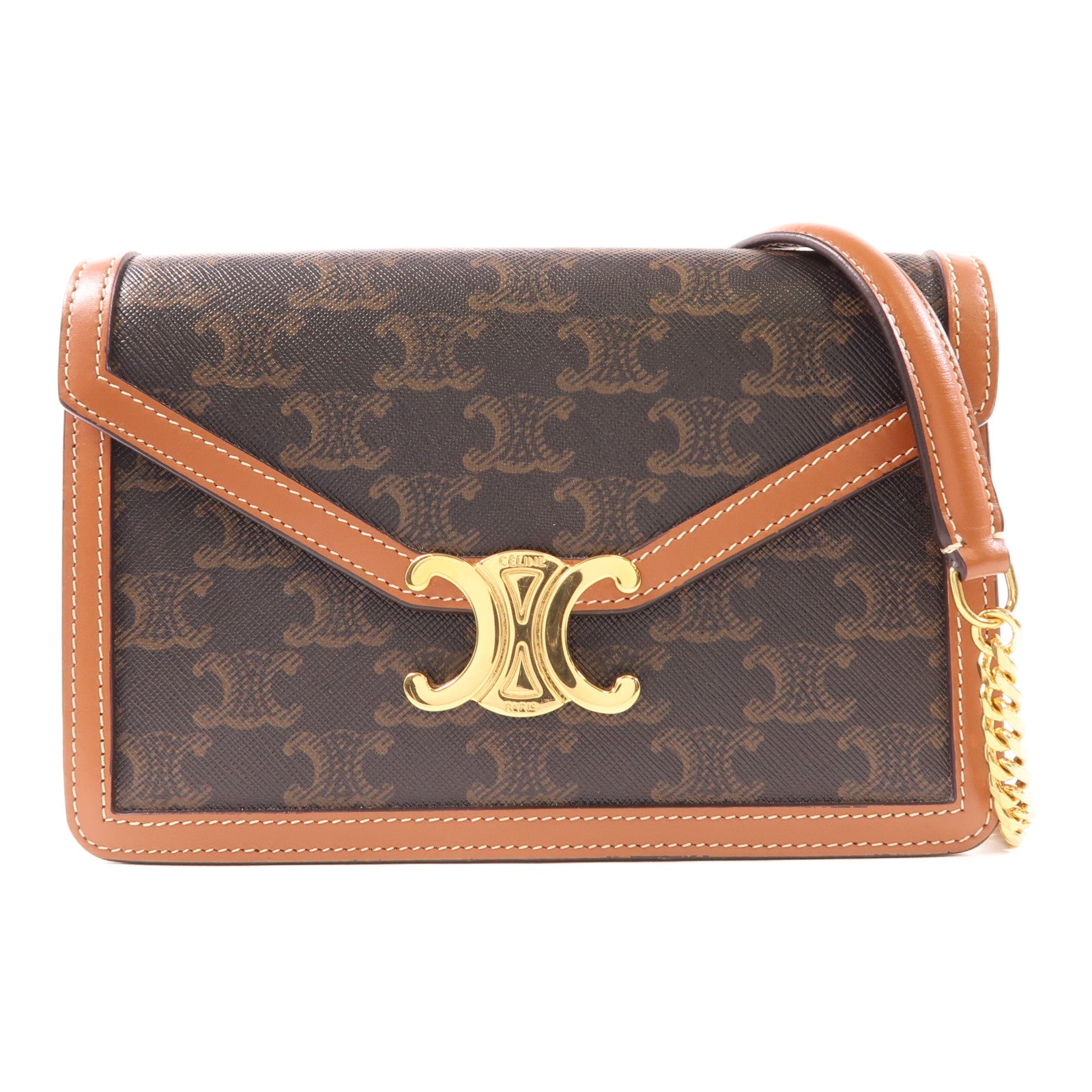 CELINE 塗層帆布WOC金扣肩背袋
