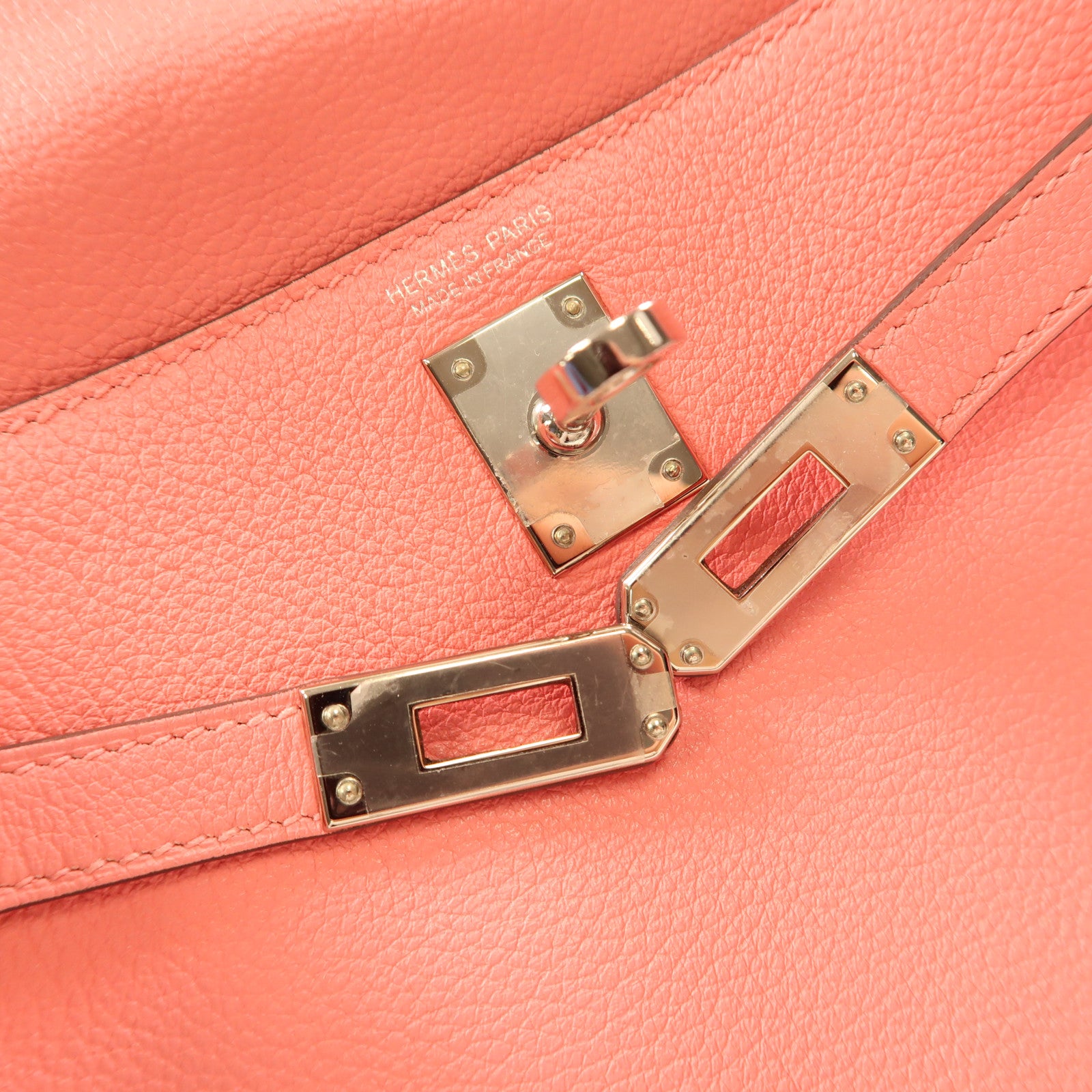 HERMES 【激減優惠】Evercolor皮革Kelly Dance銀扣肩背袋Rose D'ete