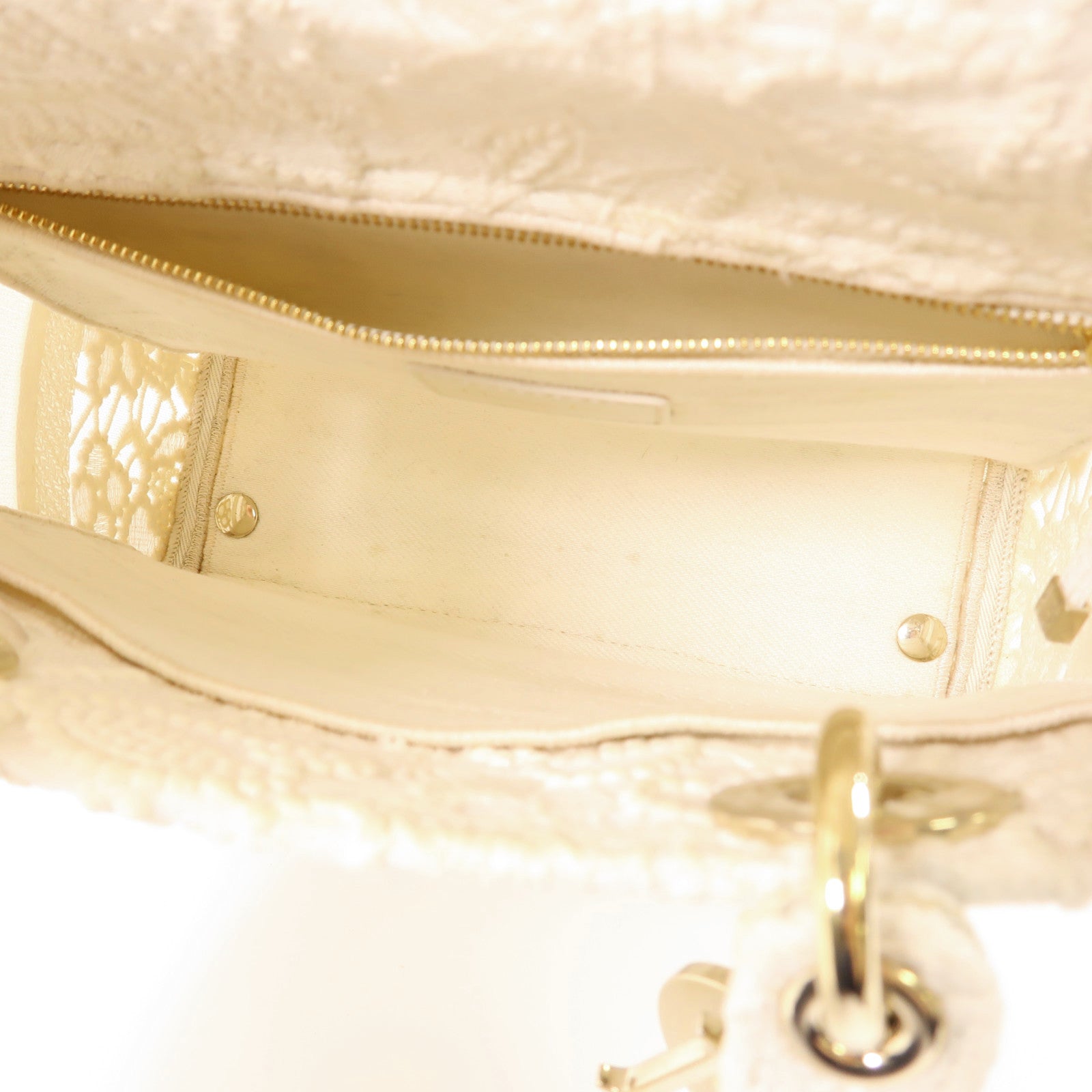 Dior 布料Lady Dior Shoulde手挽肩背兩用袋白色
