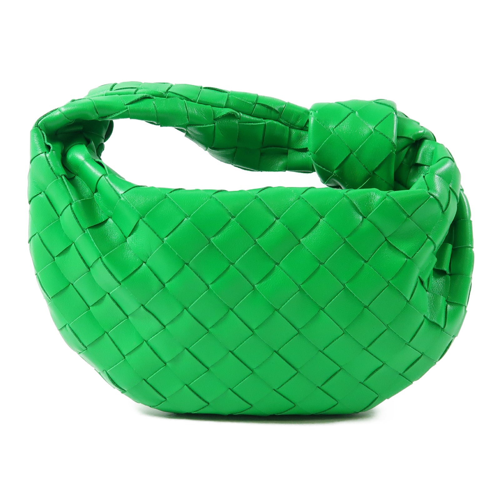 BOTTEGA VENETA 皮革Mini Jodie金扣手挽袋綠色