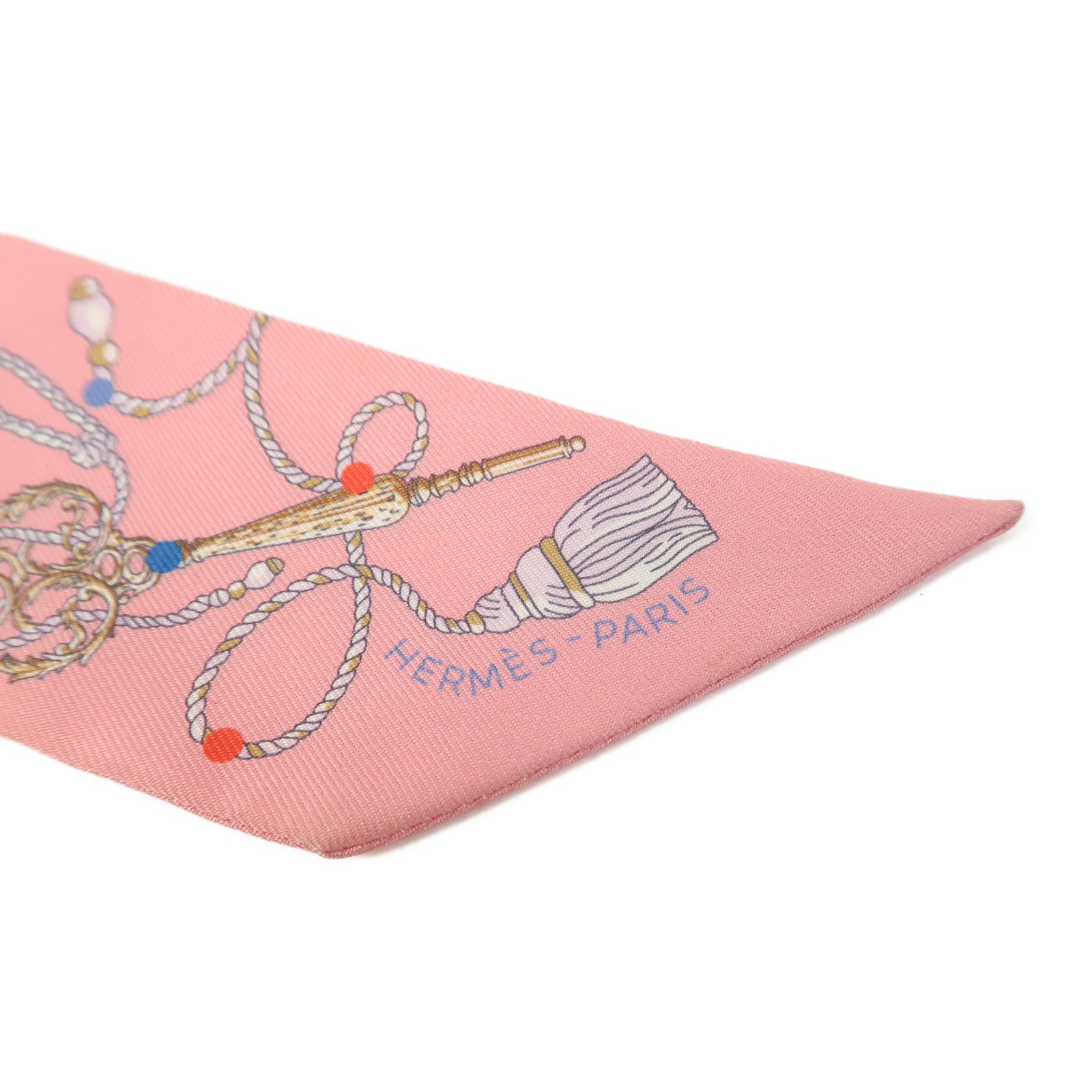 HERMES 絲質Twilly絲巾粉紅色