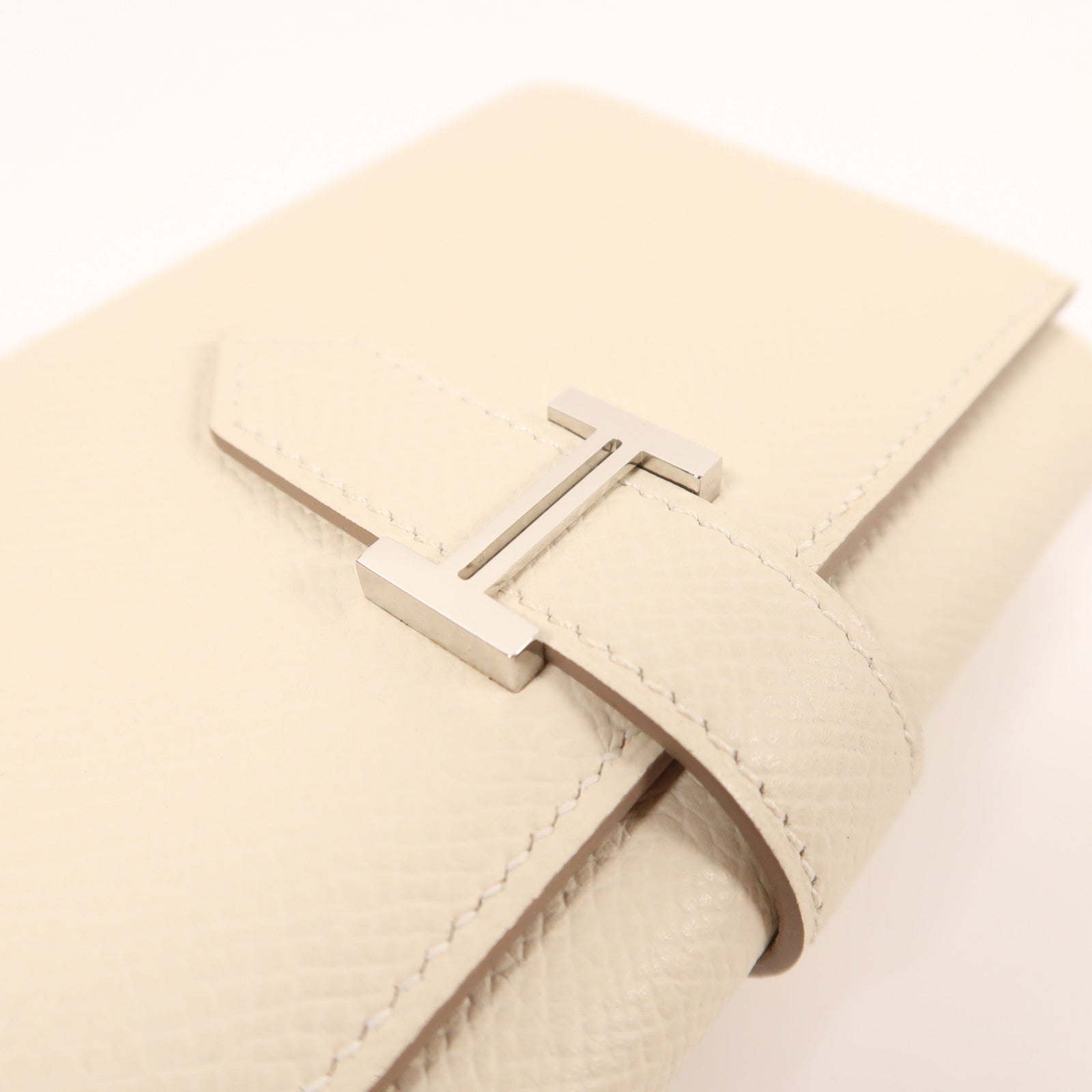 HERMES Epsom皮革Bearn Verso Wallet銀扣錢包10 Craie