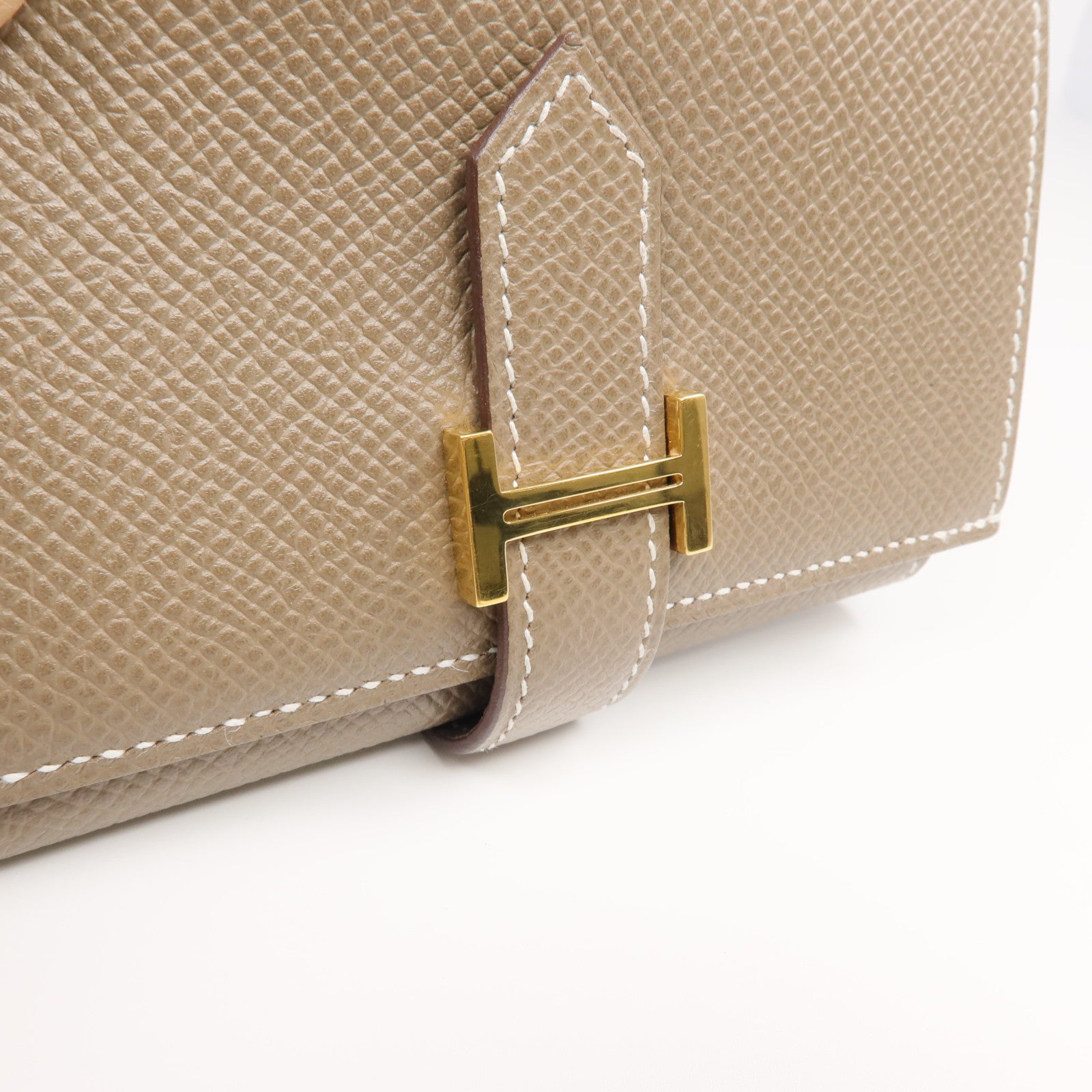 HERMES Epsom皮革Bearn Compact Wallet金扣錢包Etoupe
