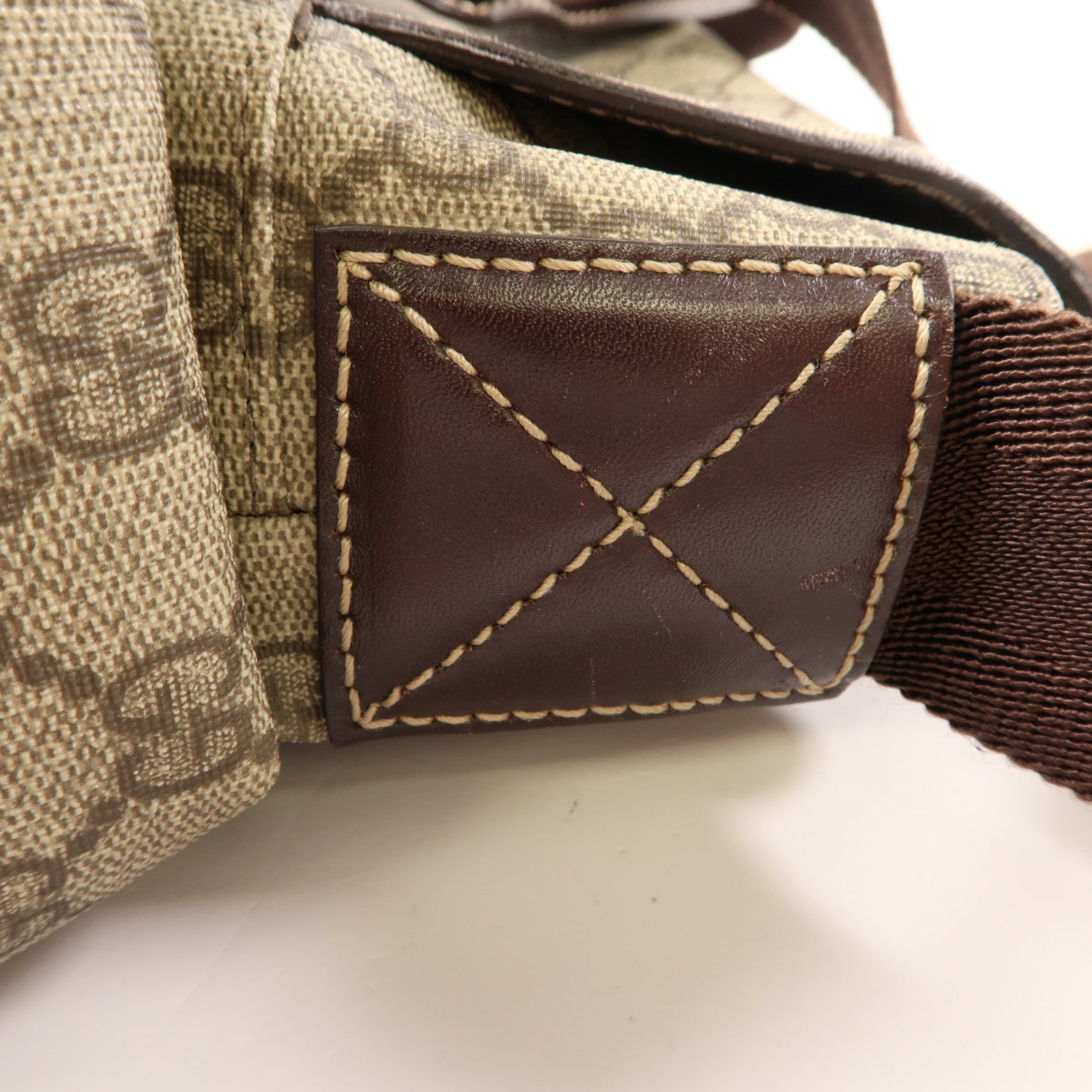 GUCCI 塗層帆布Shoulder Bag金扣肩背袋啡色