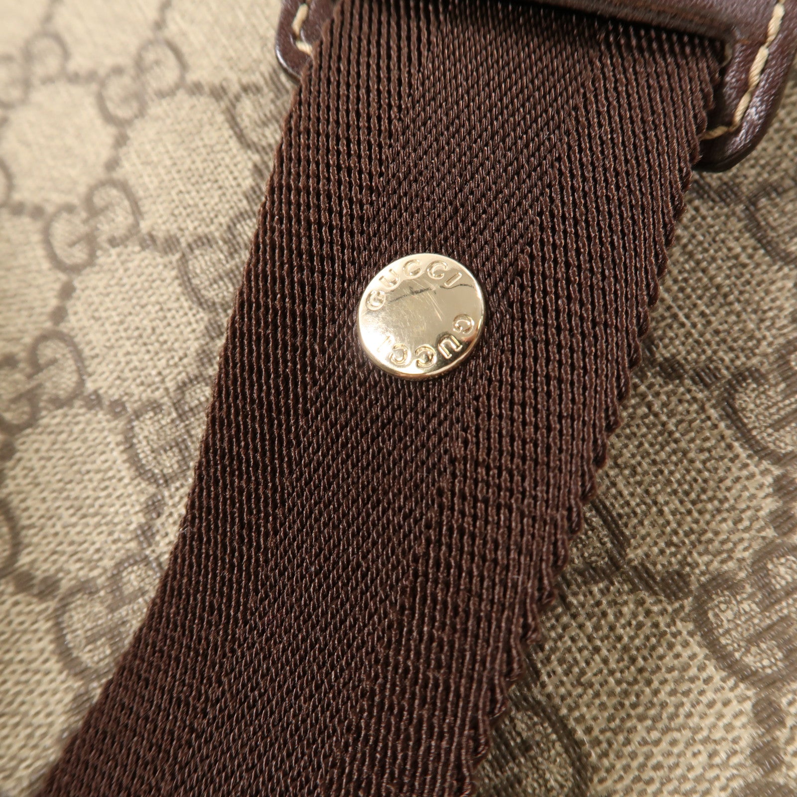 GUCCI 塗層帆布Shoulder Bag金扣肩背袋啡色