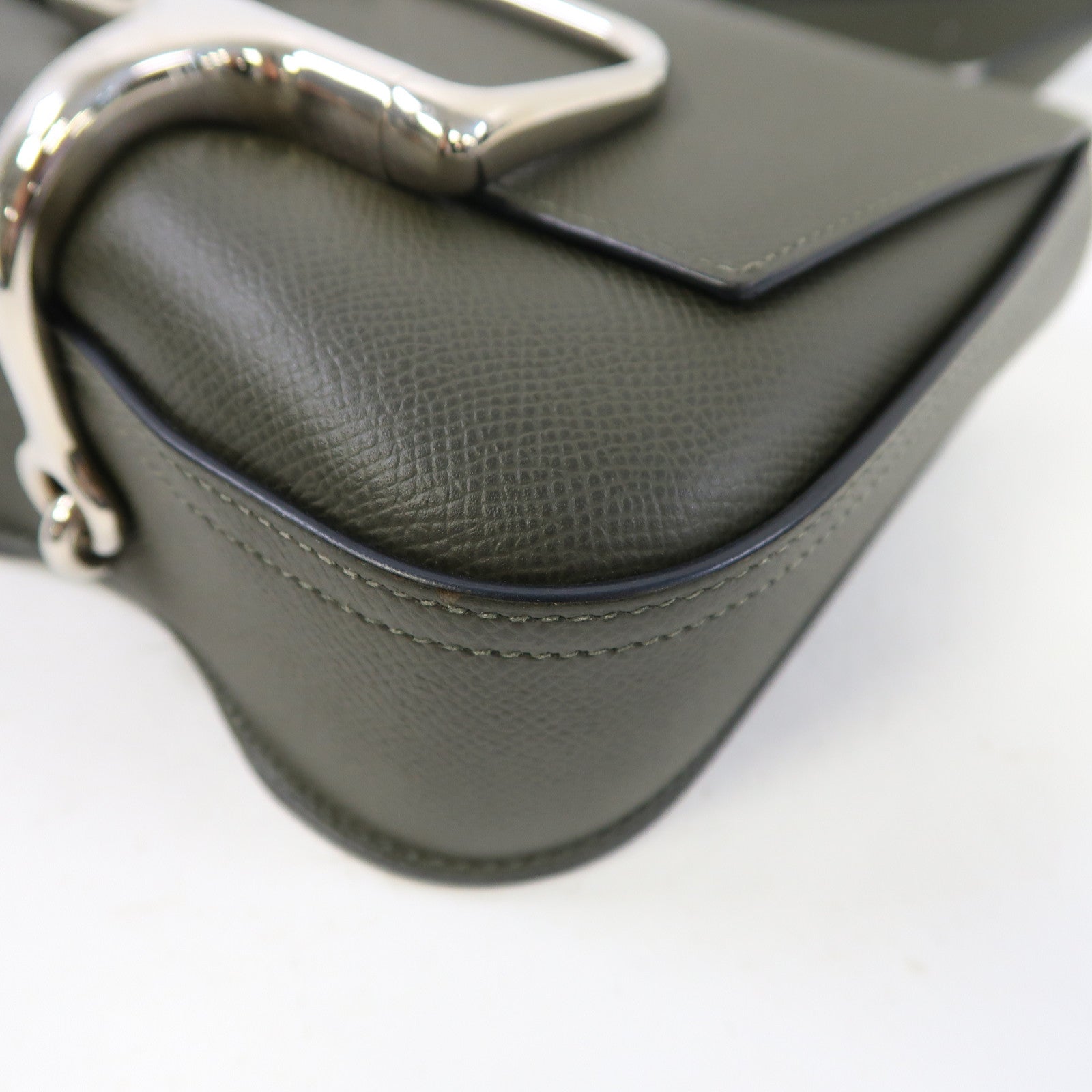 HERMES 【激減優惠】Epsom皮革Della Cavalleria Mini銀扣肩背袋灰綠色
