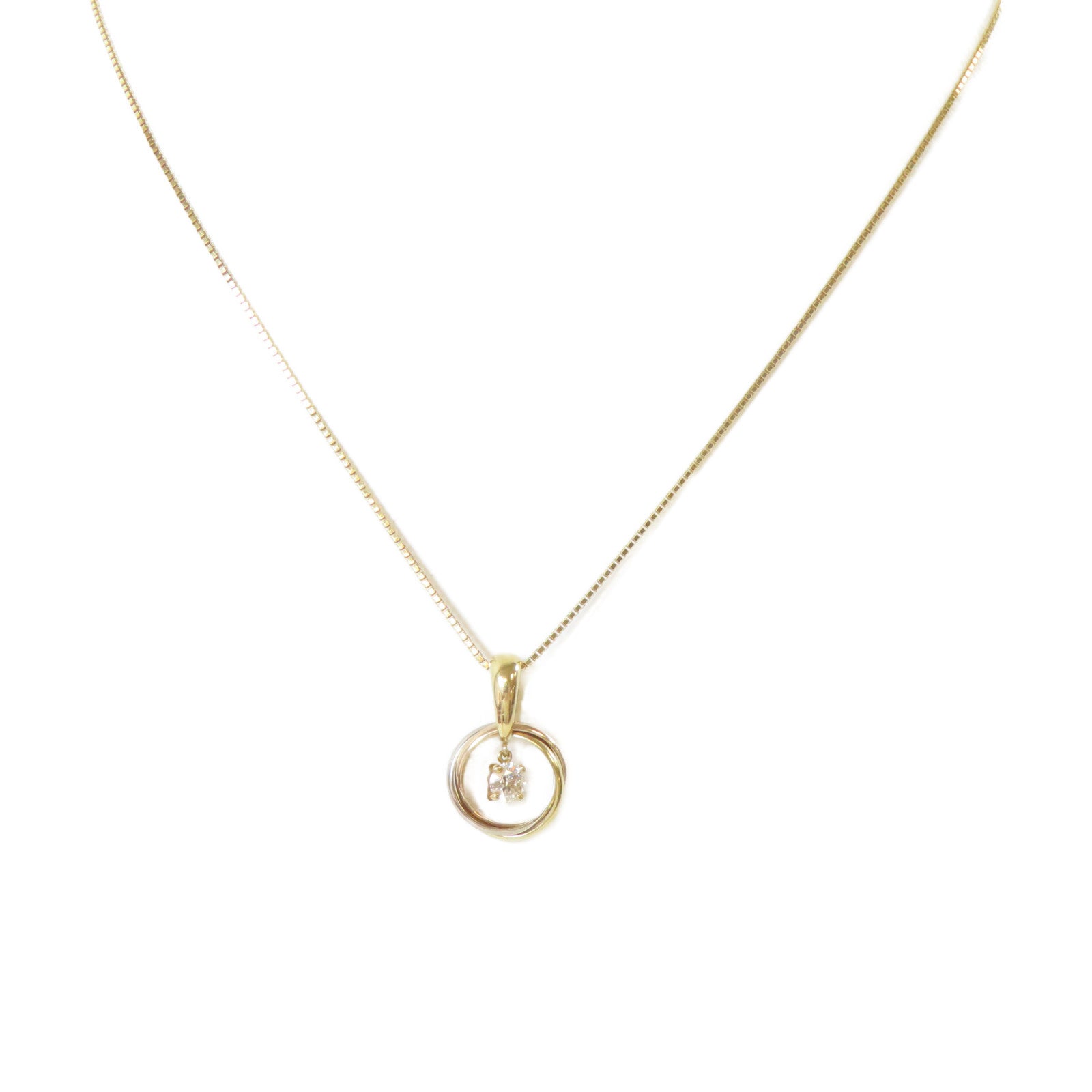 CARTIER 18K黃金/18K白金/18K玫瑰金Trinity Diamond Necklace項鍊#42cm