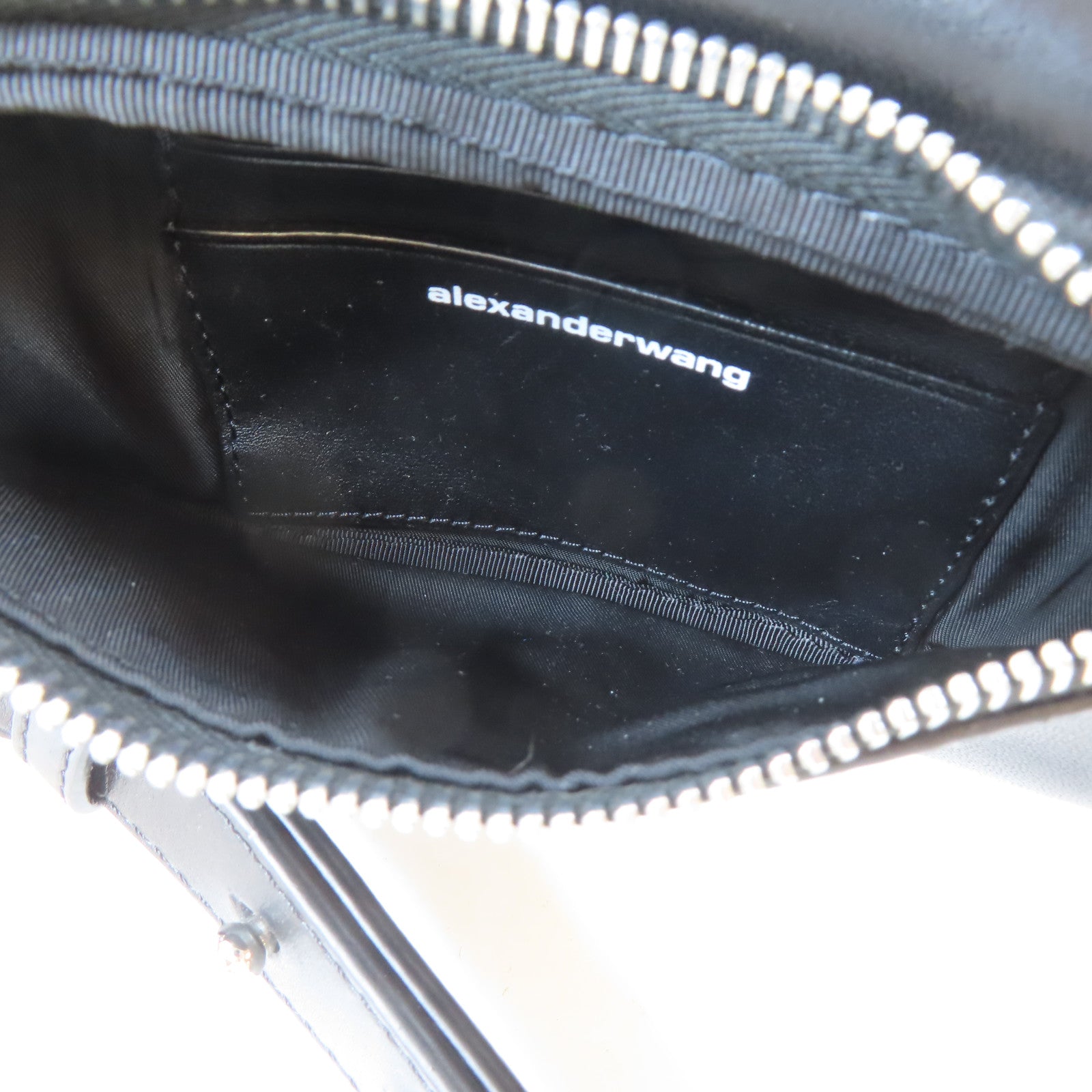 alexanderwang 羊皮皮革Waist Bag銀扣腰包黑色