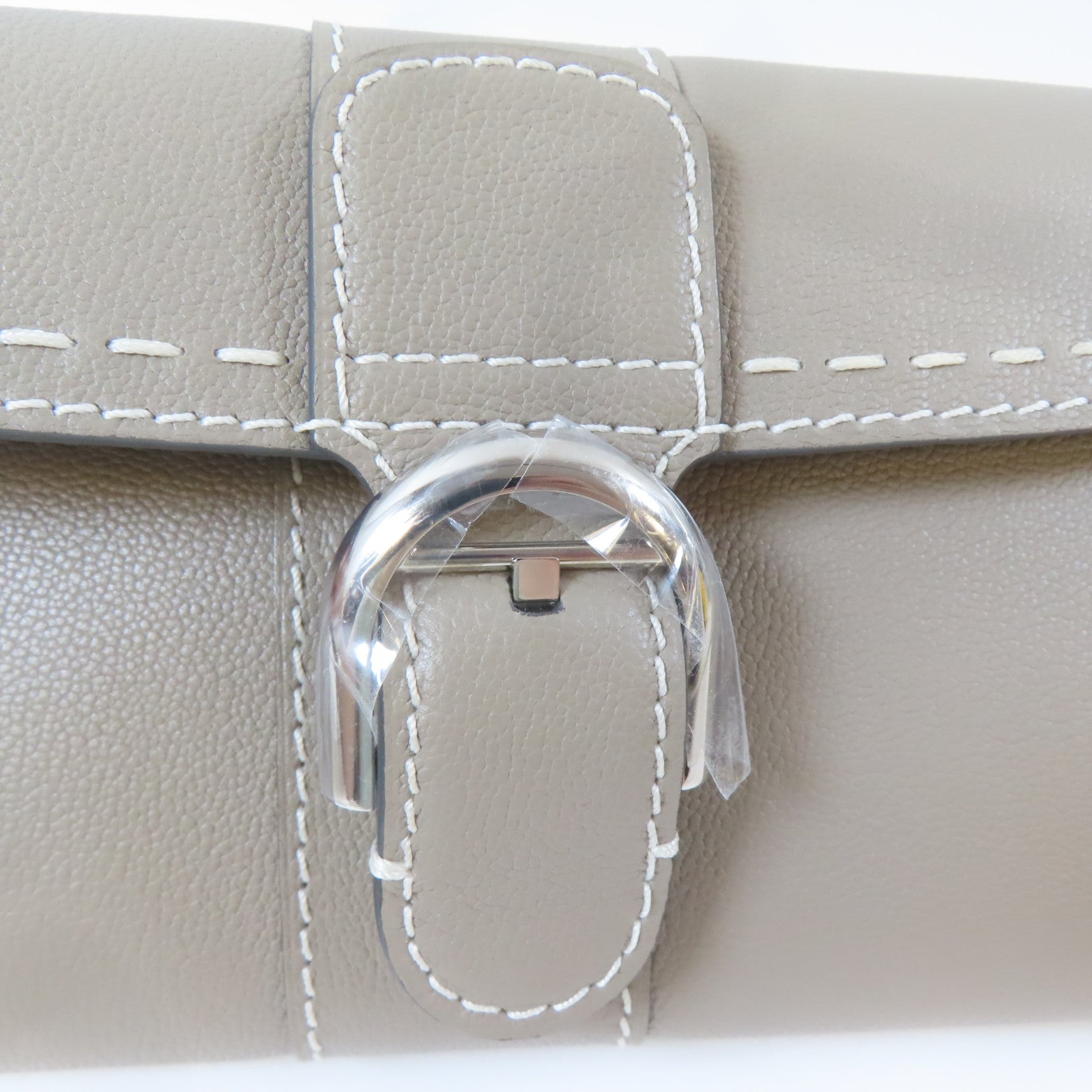 SELECTION 【激減優惠】牛皮皮革Delvaux Brillant Long Wallet Chain銀扣鏈帶肩背袋灰色