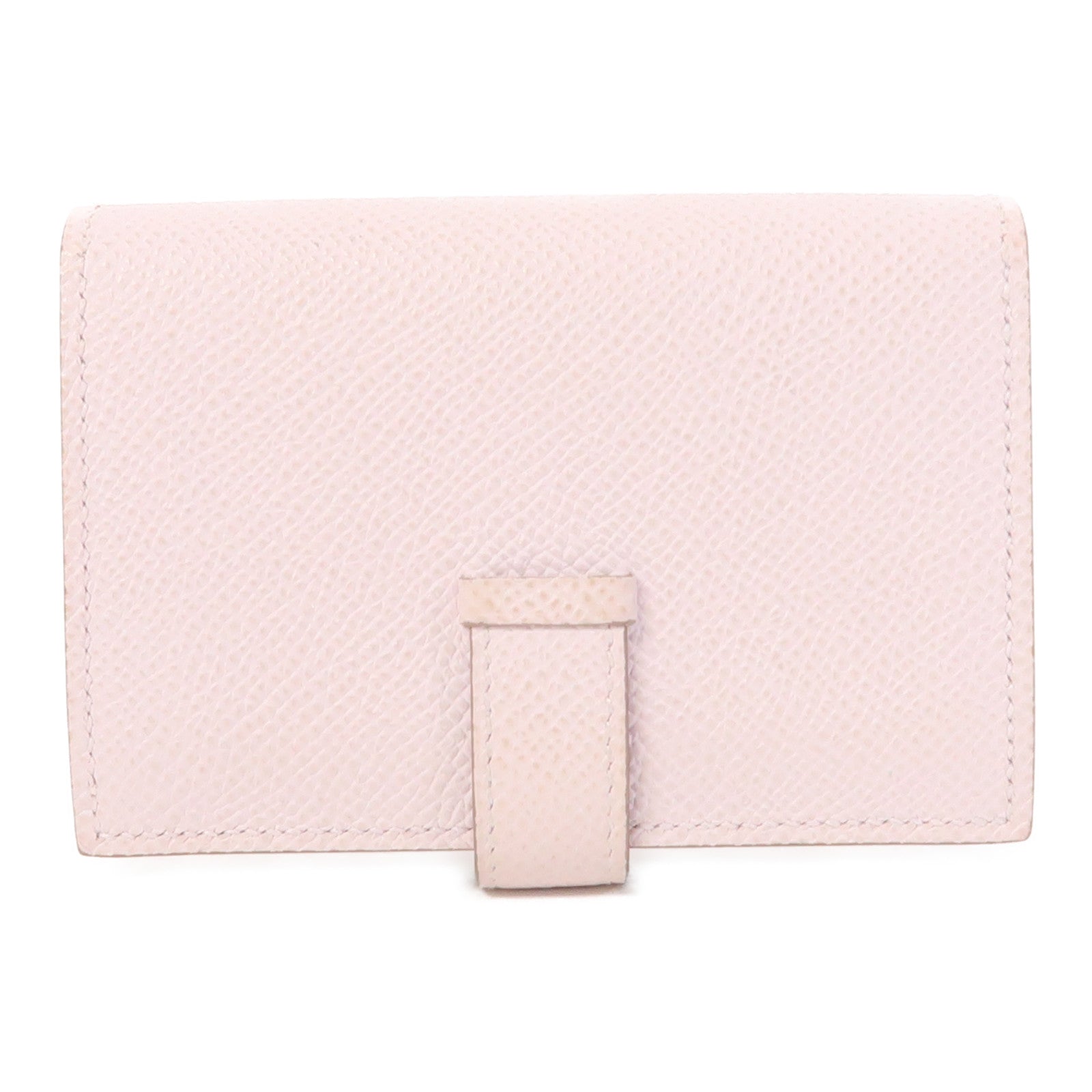 HERMES Epsom皮革Bearn Card Case銀扣卡片套粉紅色