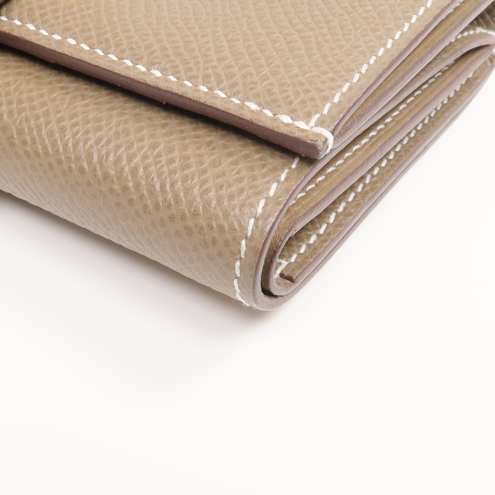 HERMES Epsom皮革Bearn Compact Wallet金扣錢包Etoupe