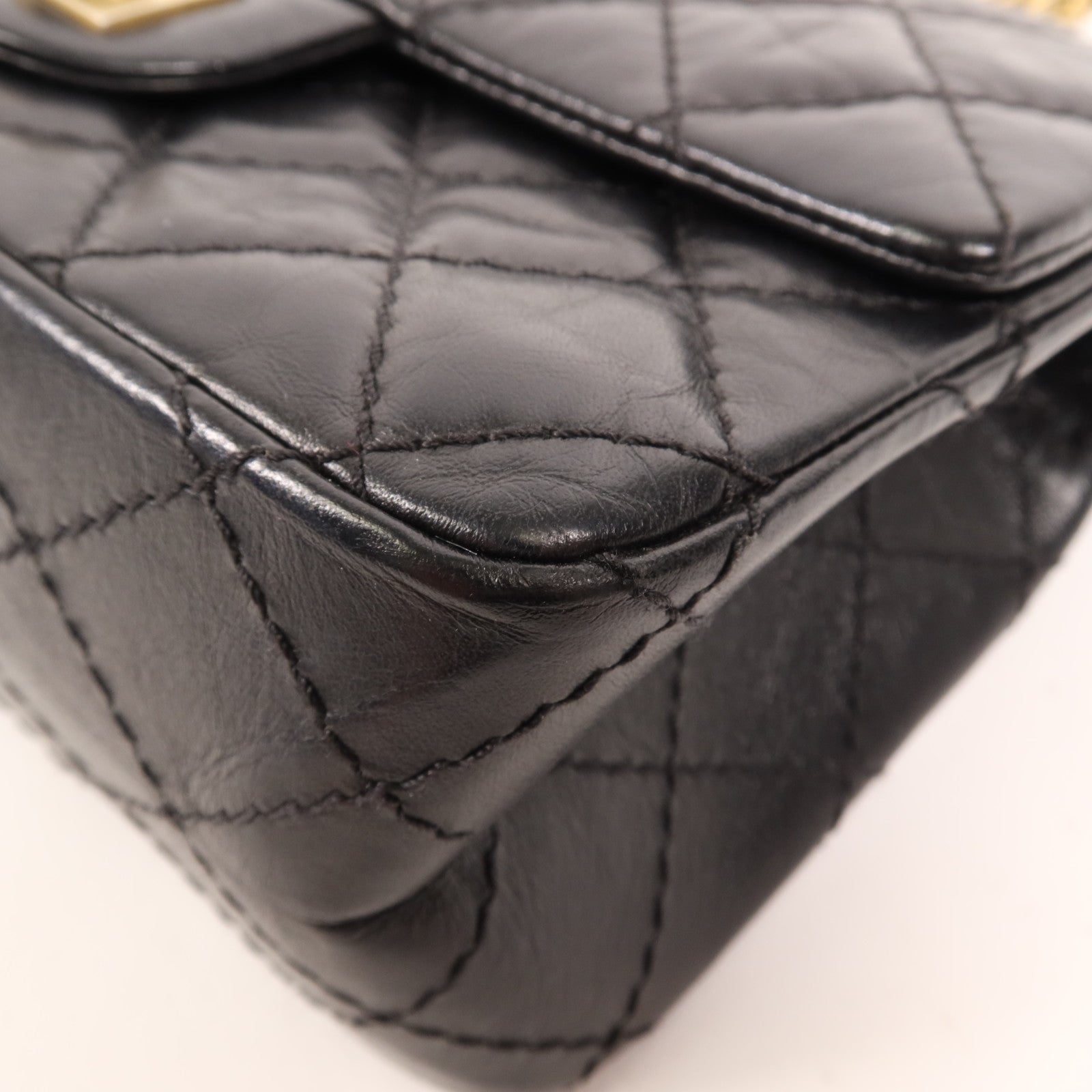 CHANEL 羊皮皮革2.55 Mini金扣鏈帶肩背袋