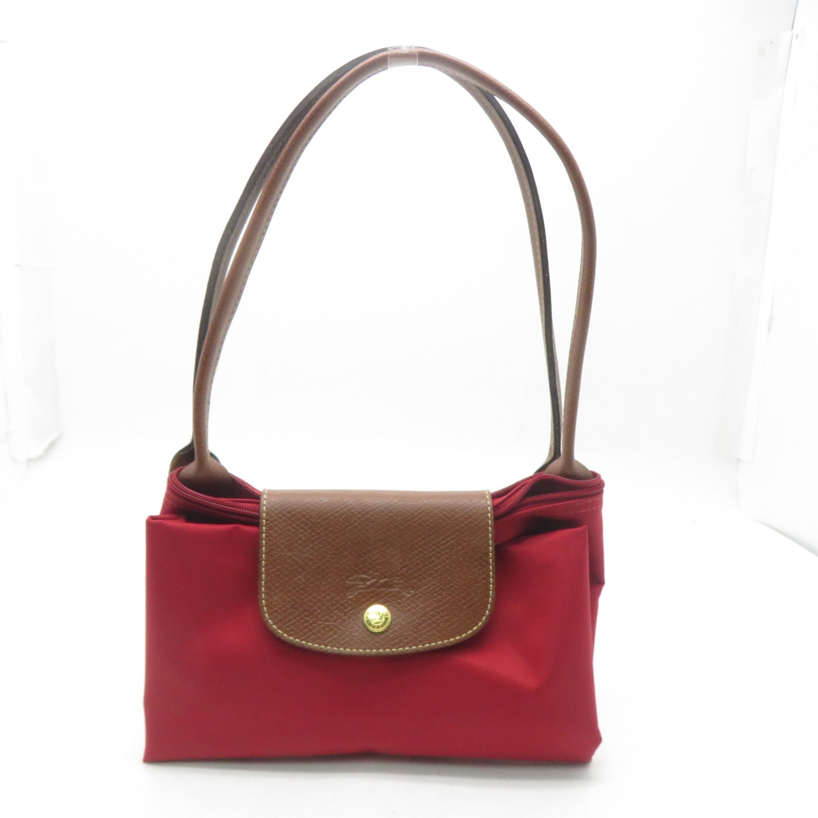Longchamp 【激減優惠】尼龍/皮革Shoulder Bag金扣肩背袋紅色