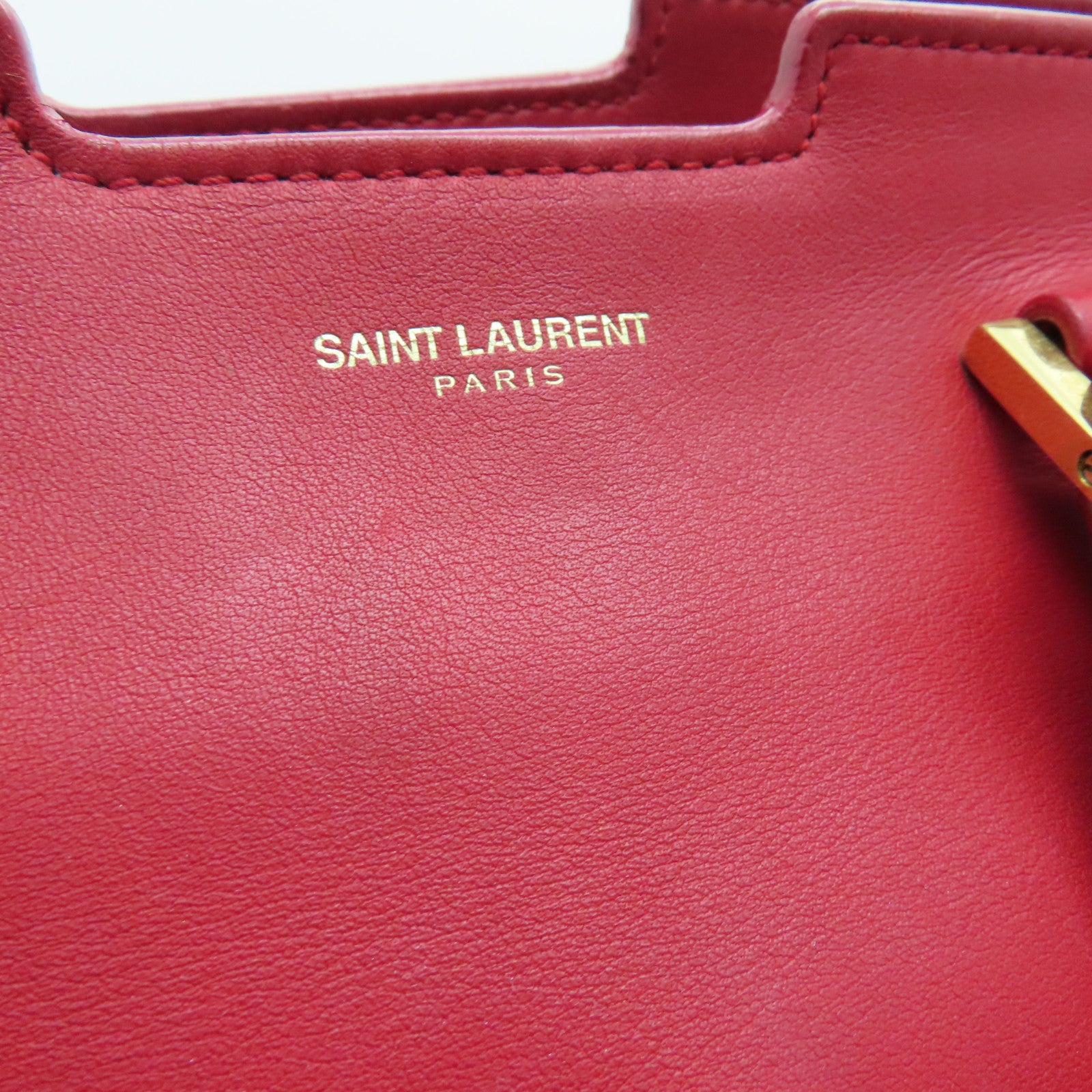 SAINT LAURENT 牛皮皮革2 Way Shoulder金扣手挽肩背兩用袋紅色