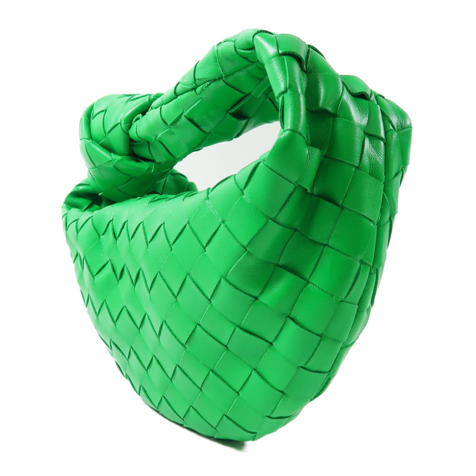 BOTTEGA VENETA 皮革Mini Jodie金扣手挽袋綠色