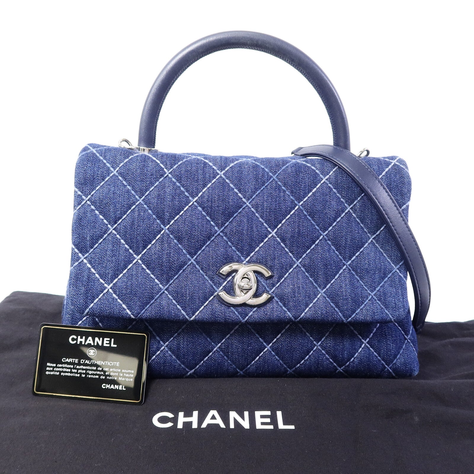 CHANEL 牛仔布Coco Handle手挽肩背兩用袋