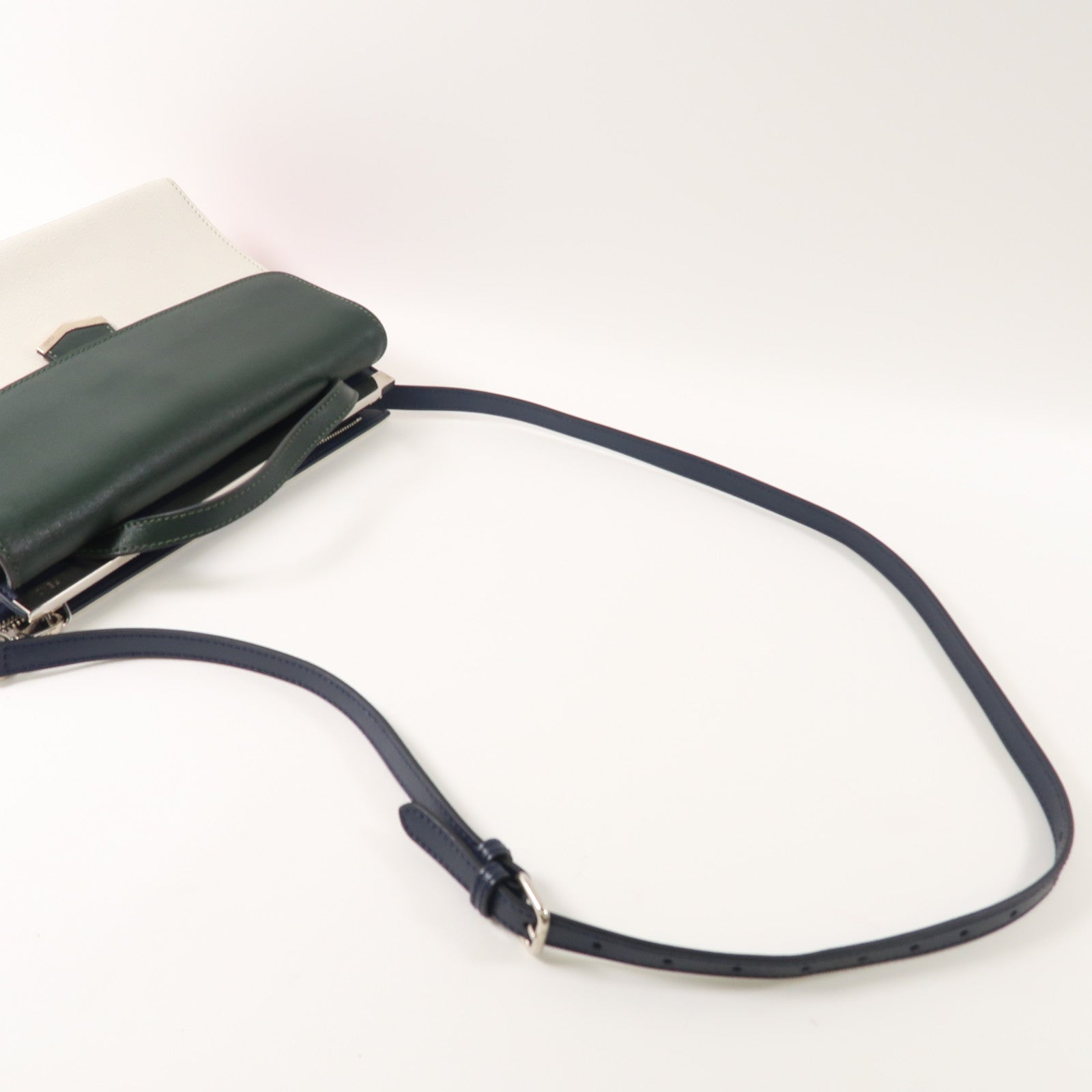 FENDI SHW 2 Way Bag 8BT-222-Z25 149-2384 Calfskin Leather Gray/Pink/Deep Green