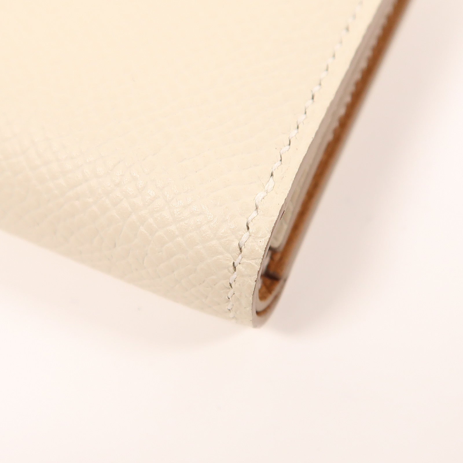 HERMES Epsom皮革Bearn Verso Wallet銀扣錢包10 Craie