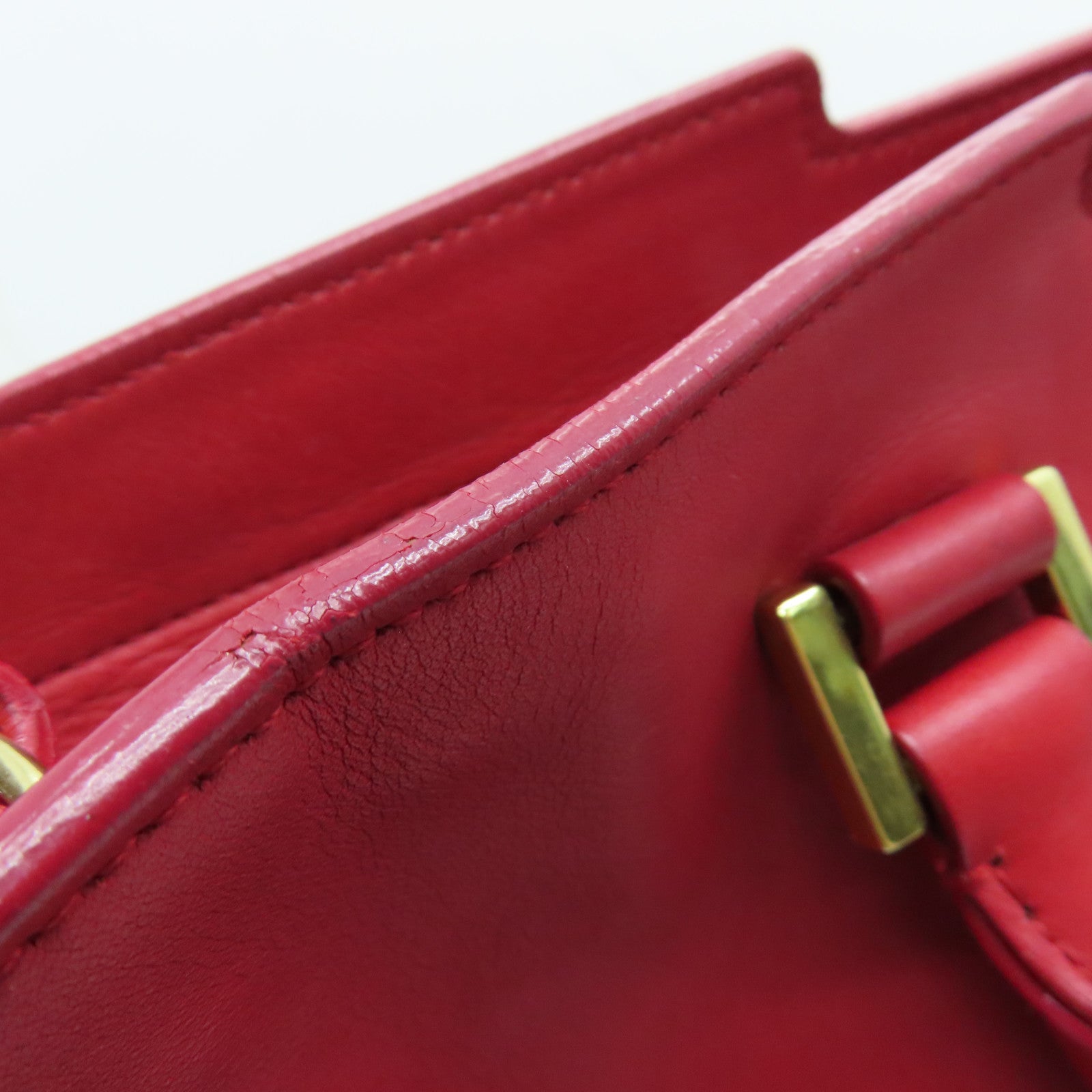 SAINT LAURENT 牛皮皮革2 Way Shoulder金扣手挽肩背兩用袋紅色