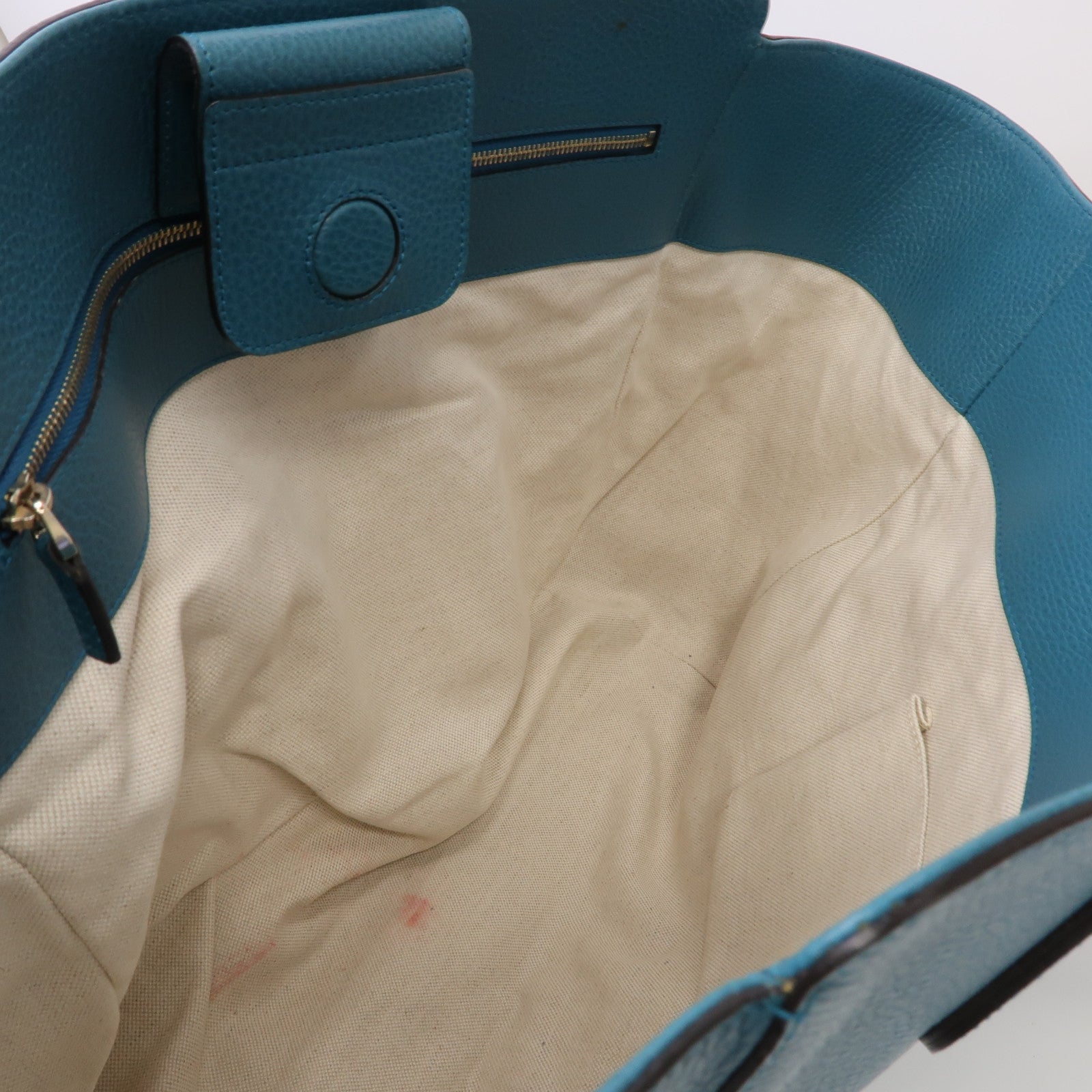 GUCCI 牛皮皮革Swing Large Tote Bag金扣手挽袋藍色