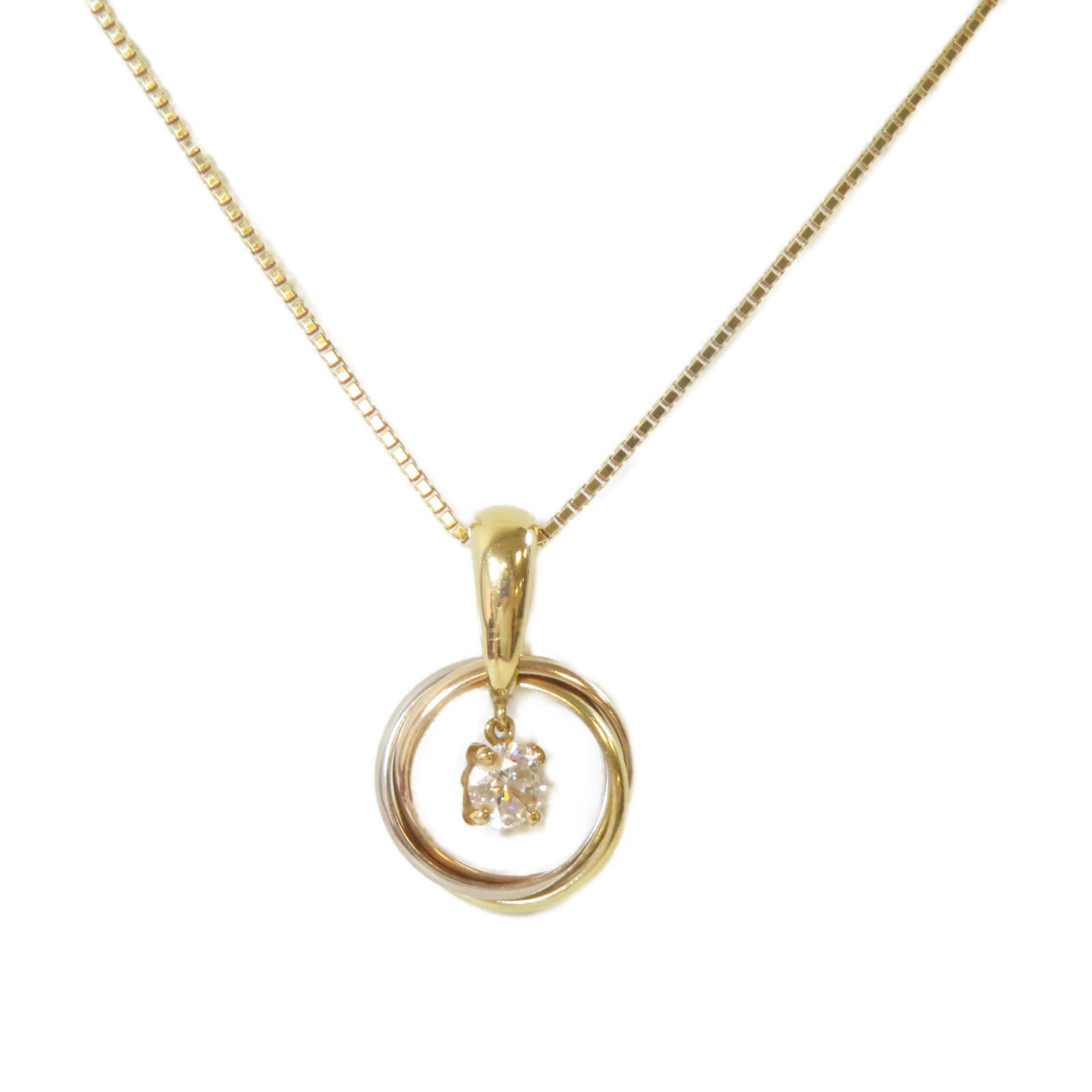CARTIER 18K黃金/18K白金/18K玫瑰金Trinity Diamond Necklace項鍊#42cm
