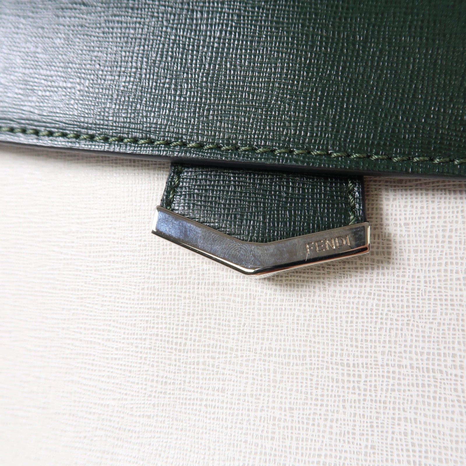 FENDI SHW 2 Way Bag 8BT-222-Z25 149-2384 Calfskin Leather Gray/Pink/Deep Green