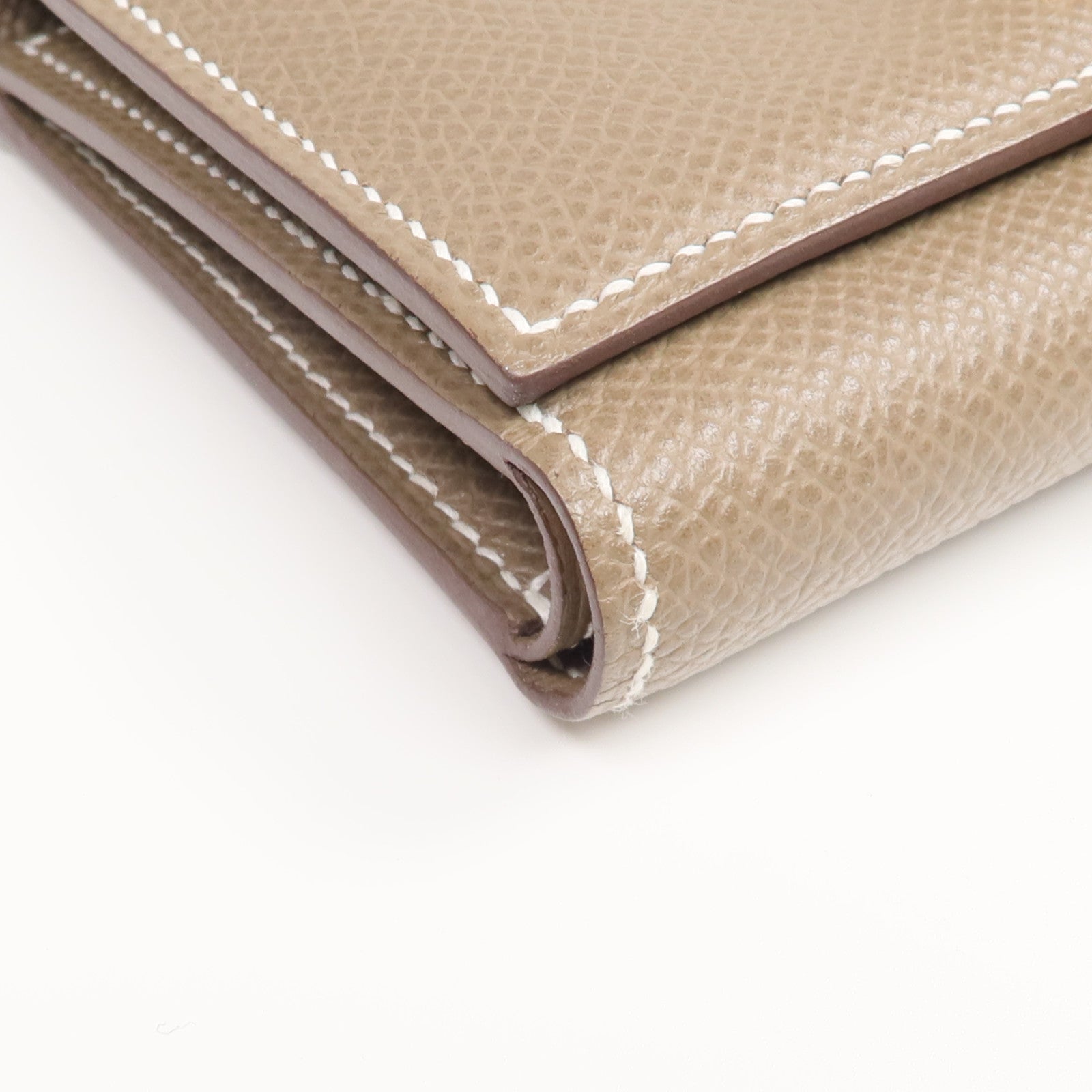 HERMES Epsom皮革Bearn Compact Wallet金扣錢包Etoupe