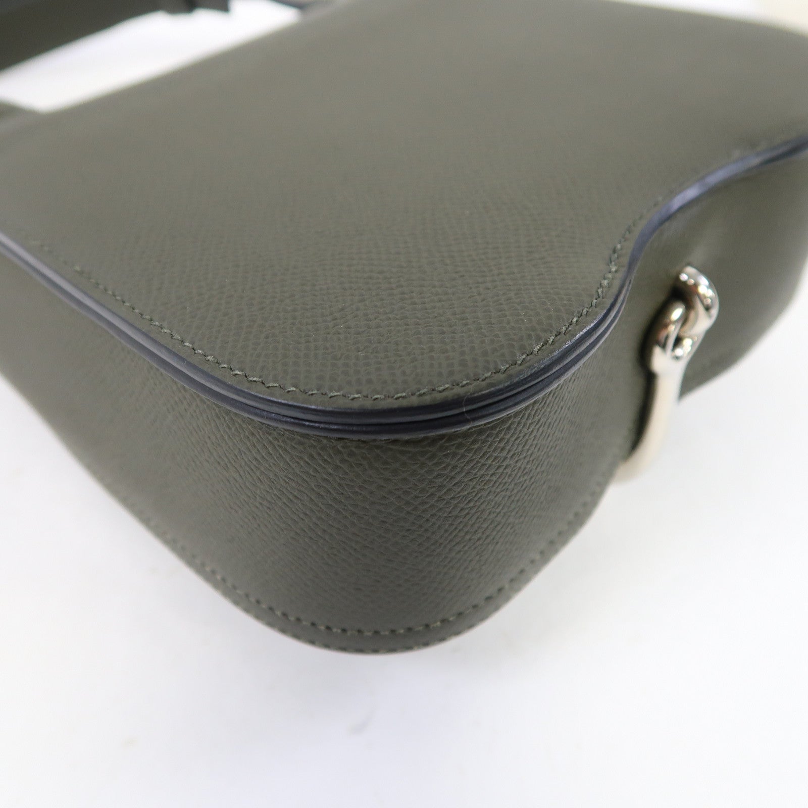 HERMES 【激減優惠】Epsom皮革Della Cavalleria Mini銀扣肩背袋灰綠色