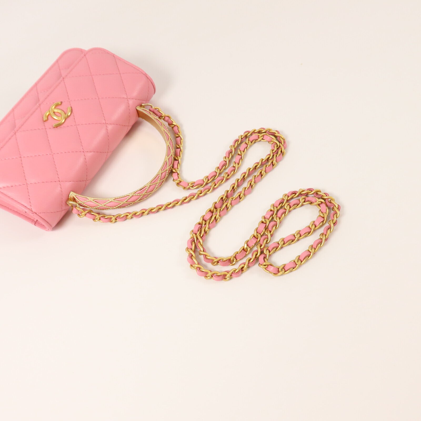 CHANEL 羊皮皮革Mini Top Handle金扣手挽肩背兩用袋