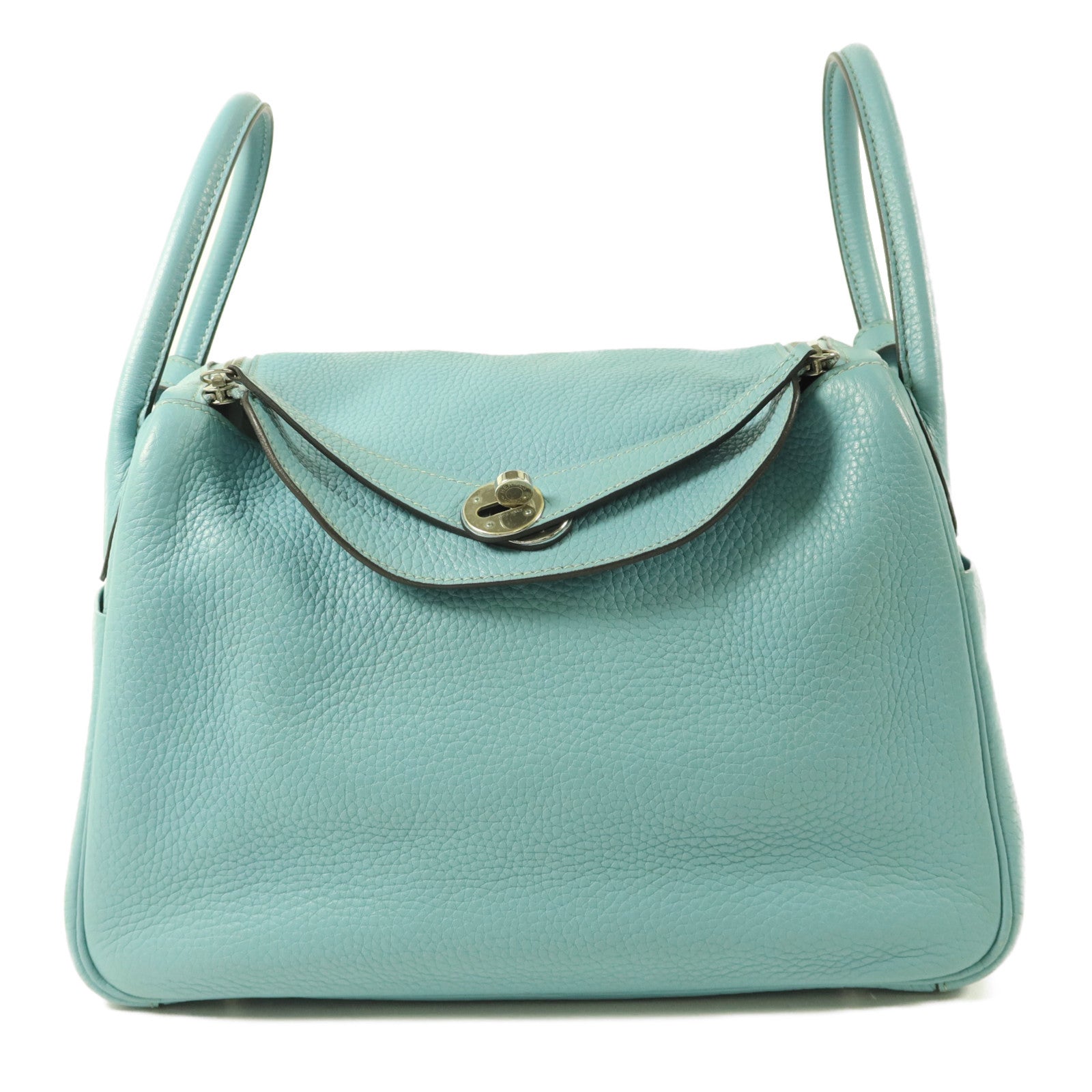 HERMES Clemence皮革Lindy 30手挽肩背兩用袋Bleu Atoll