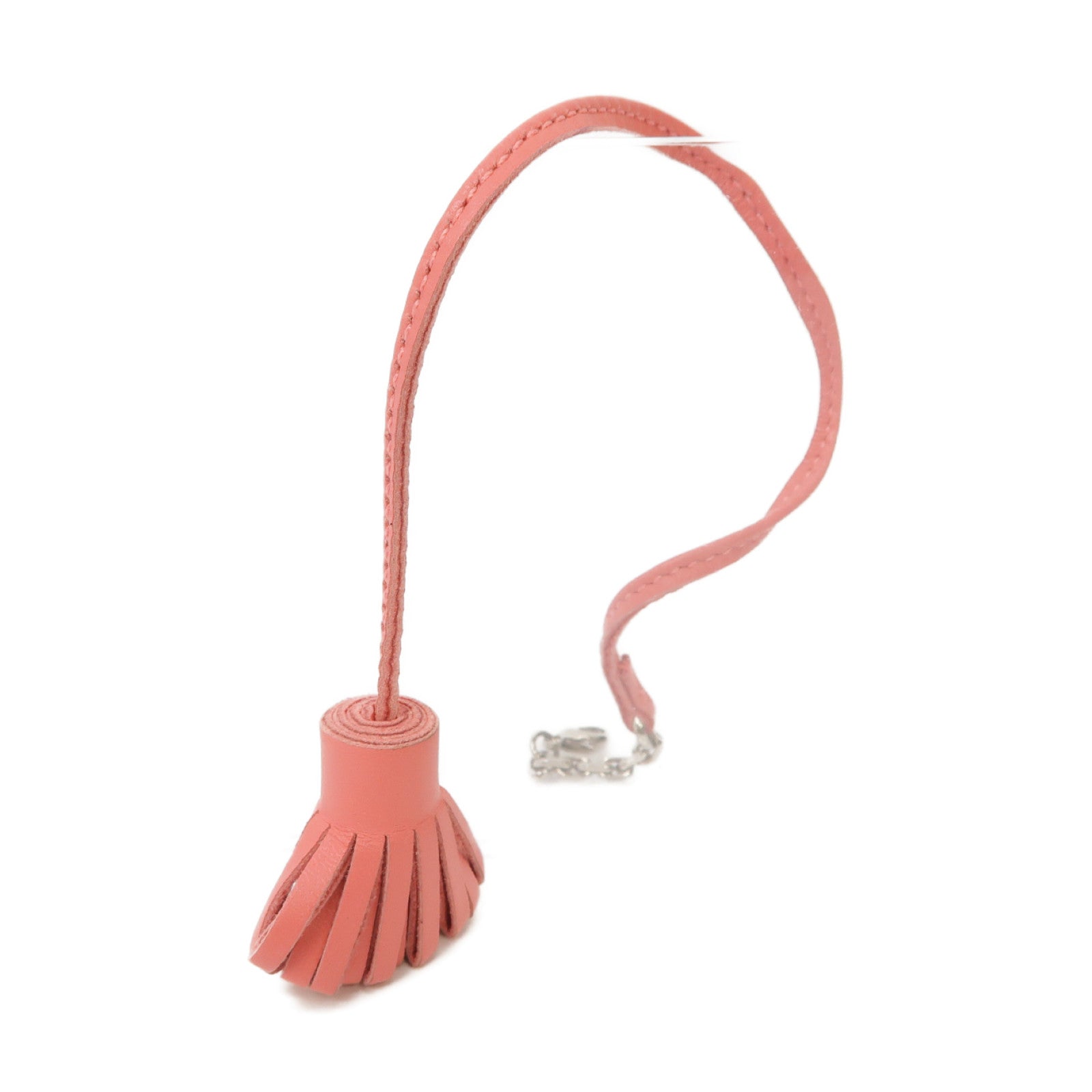 HERMES 牛皮皮革Charm銀扣掛飾粉紅色