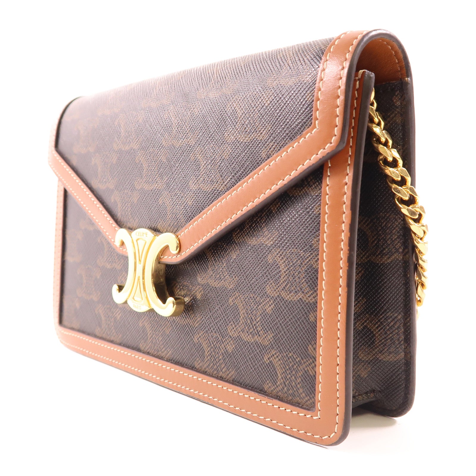 CELINE 塗層帆布WOC金扣肩背袋