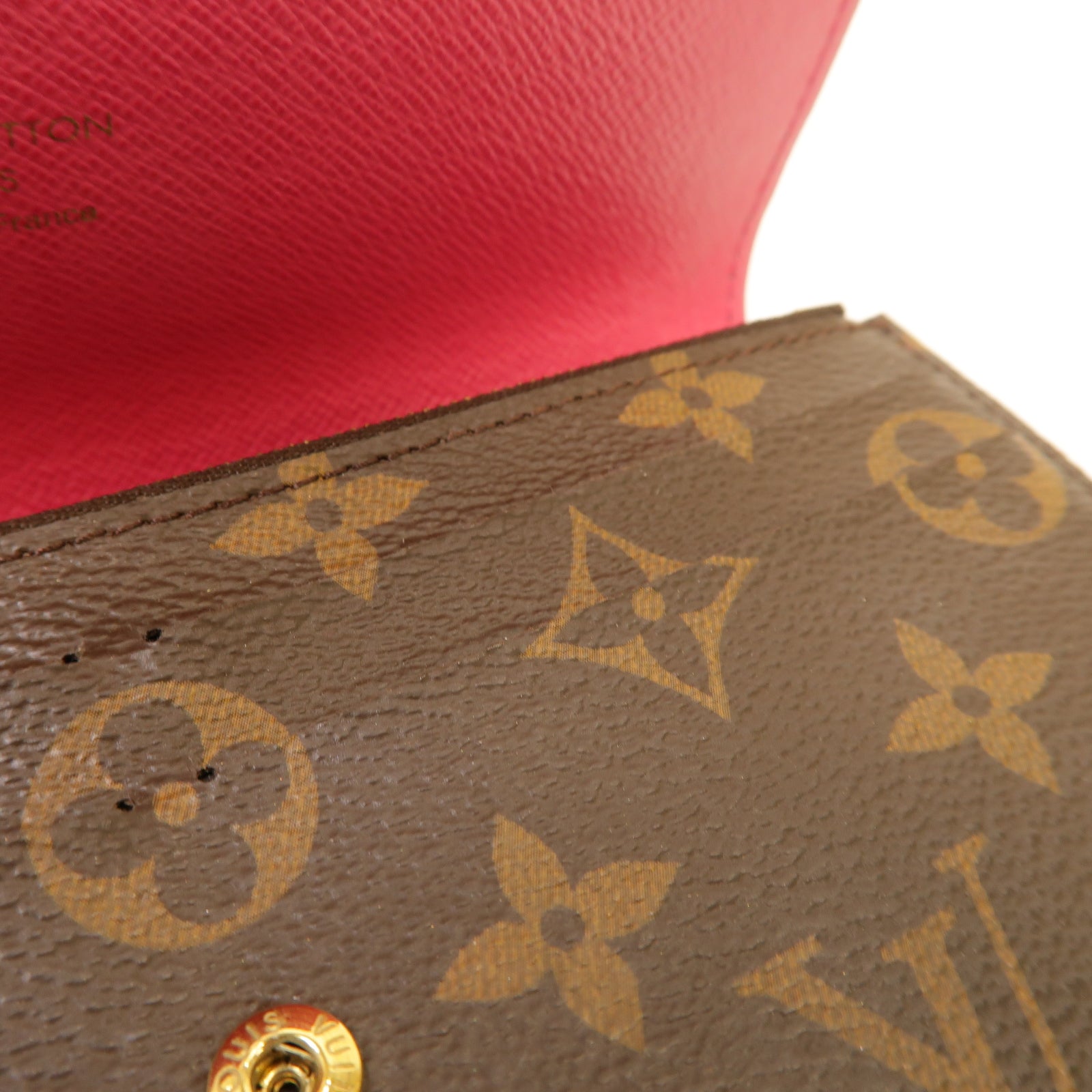 LOUIS VUITTON Monogram Long Wallet金扣長錢包棕色/粉紅色