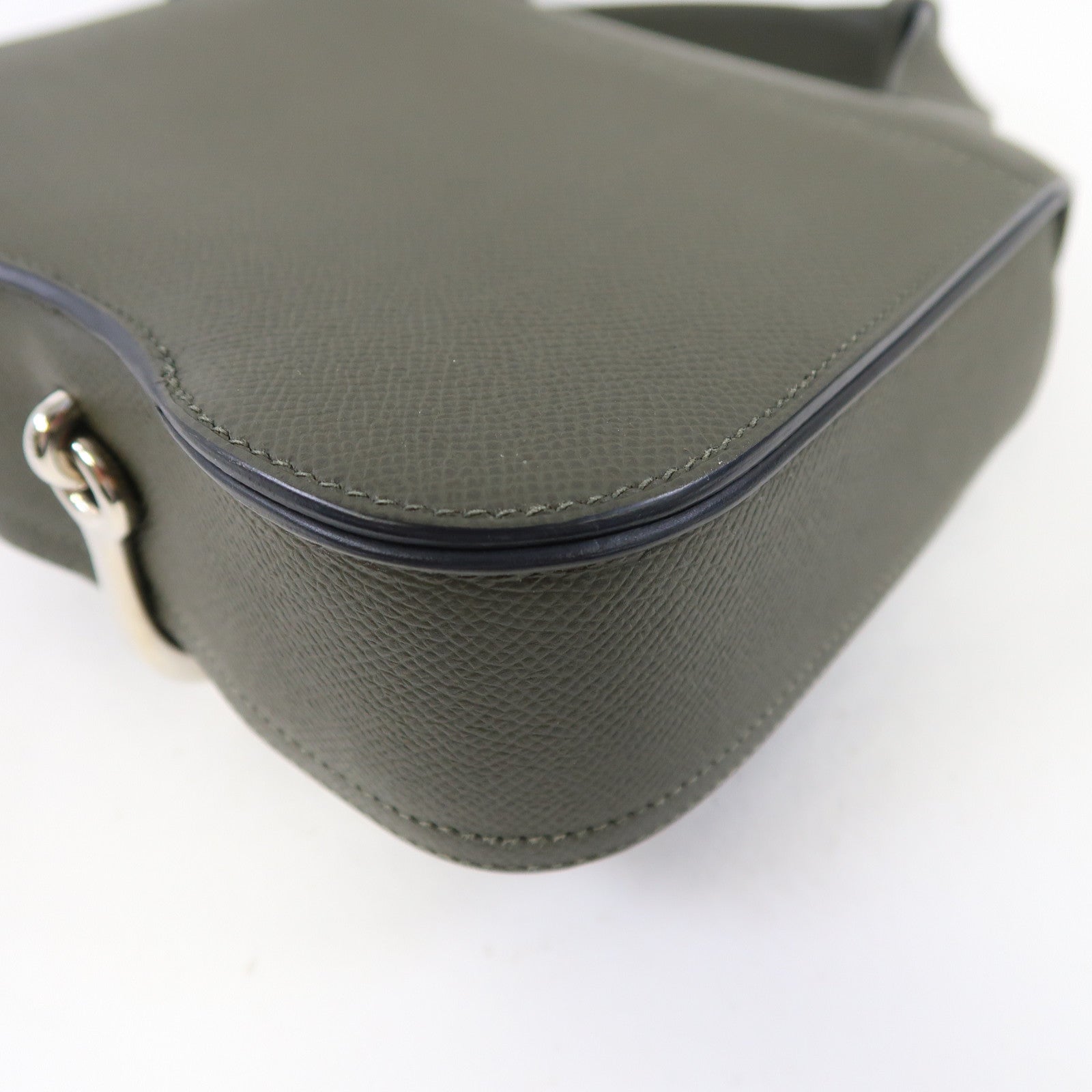 HERMES 【激減優惠】Epsom皮革Della Cavalleria Mini銀扣肩背袋灰綠色