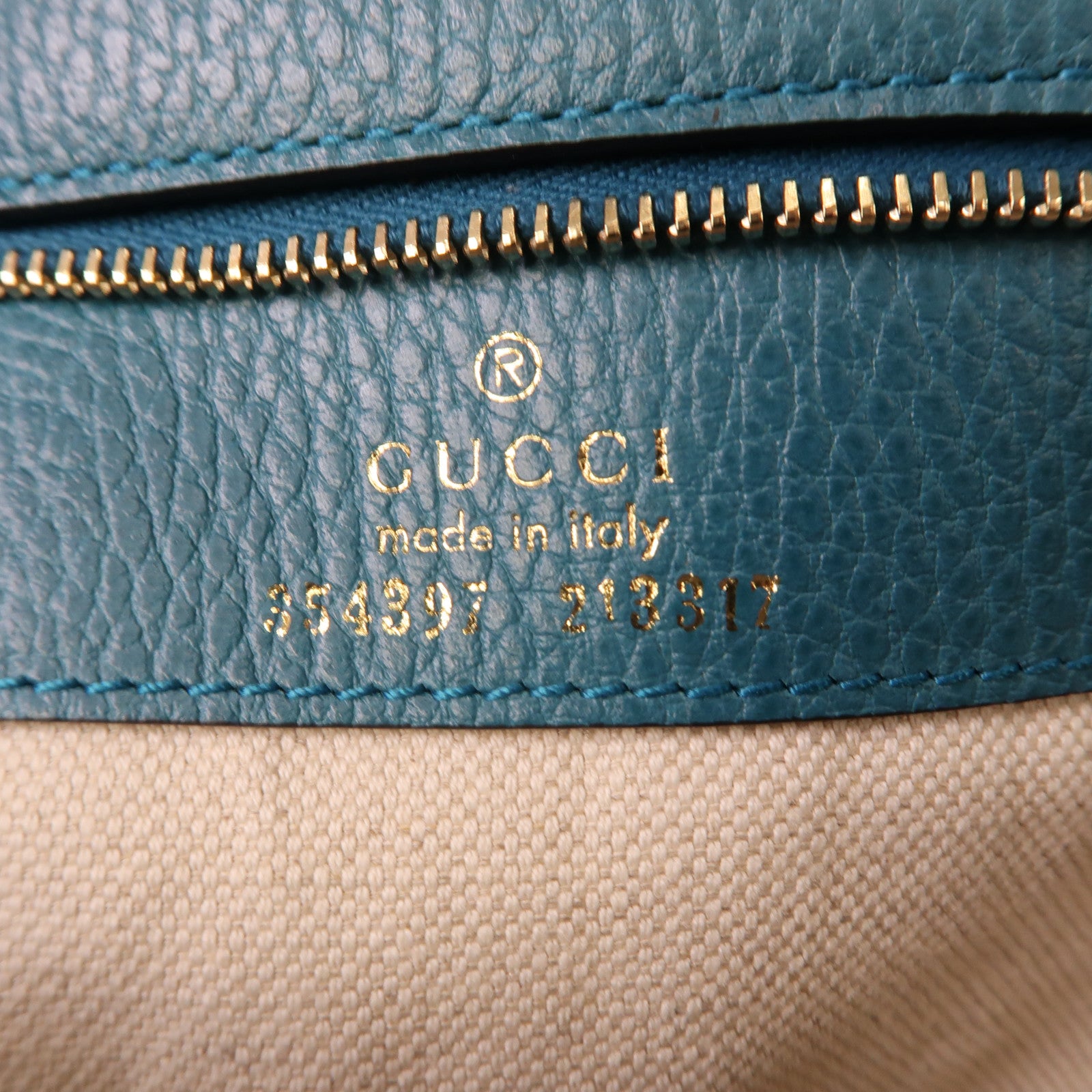 GUCCI 牛皮皮革Swing Large Tote Bag金扣手挽袋藍色